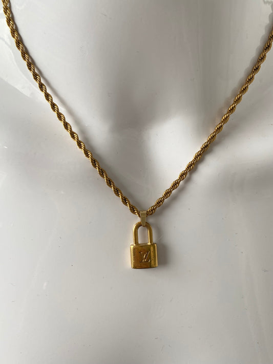 Authentic LOUIS VUITTON Padlock reworked necklace