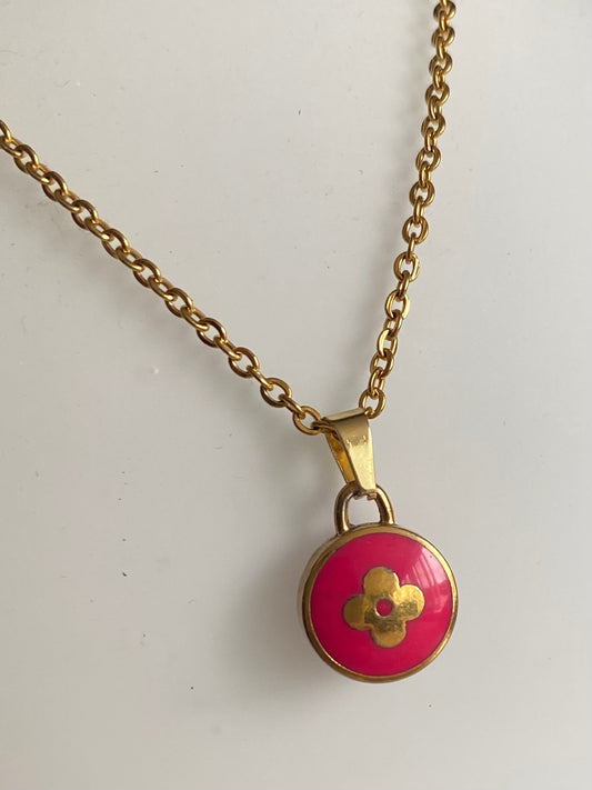 Authentic LOUIS VUITTON vintage Pink charm on necklace