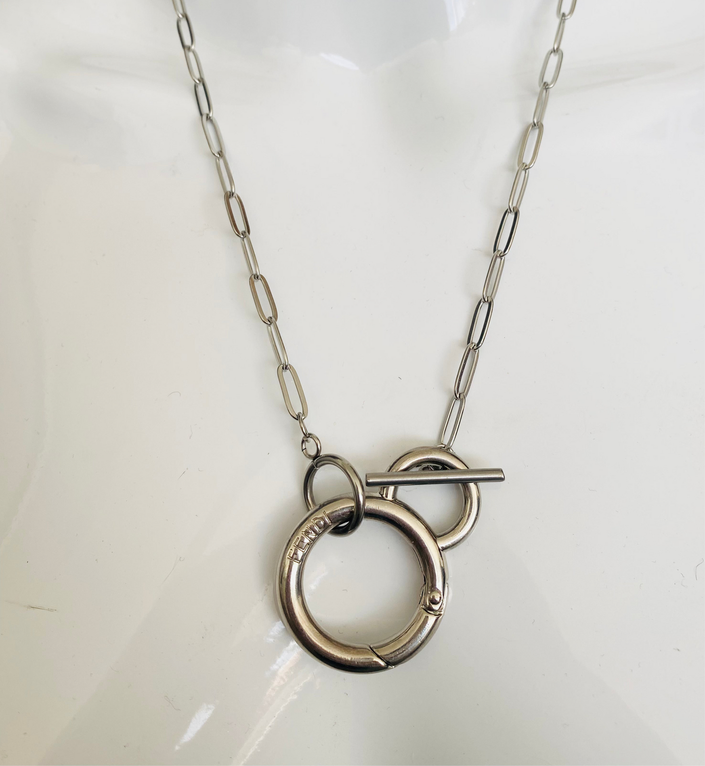 Authentic FENDI pendant silver reworked necklace