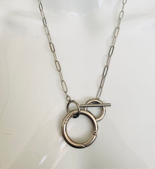 Authentic FENDI pendant silver reworked necklace