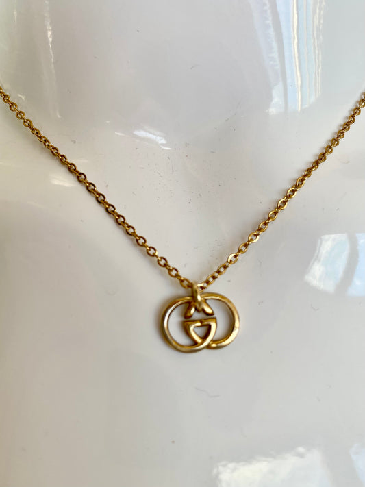 Authentic GUCCI vintage gold Padlock pendant reworked necklace