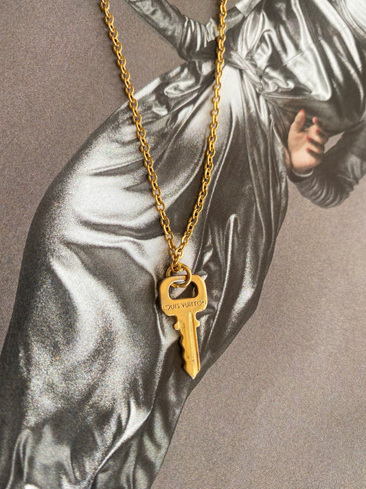Authentic LOUIS VUITTON Key charm reworked necklace