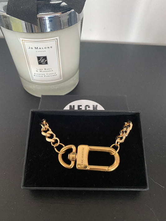 Authentic LOUIS VUITTON vintage lock pendant reworked necklace