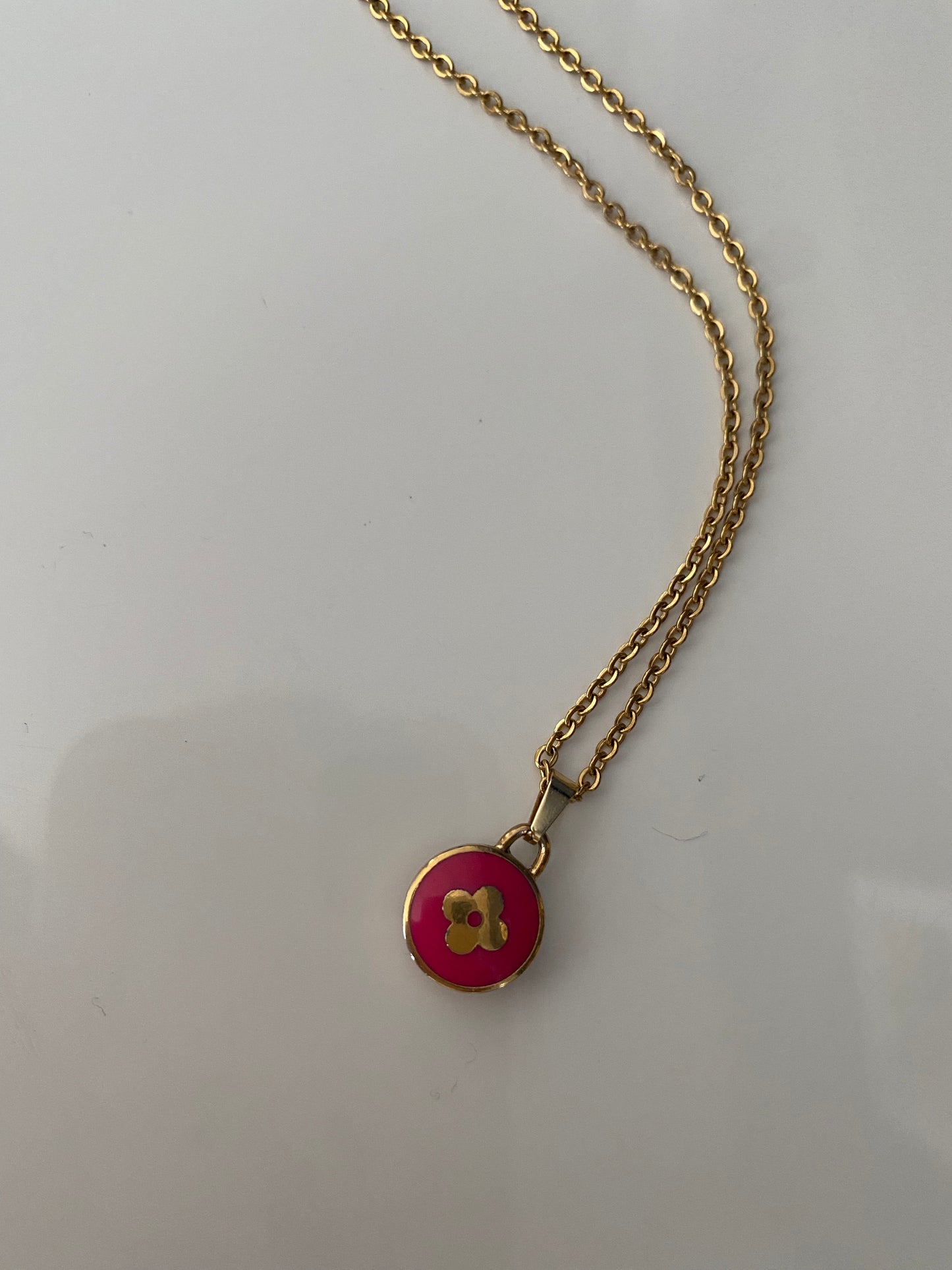 Authentic LOUIS VUITTON Pastilles Dark Pink Charm reworked necklace