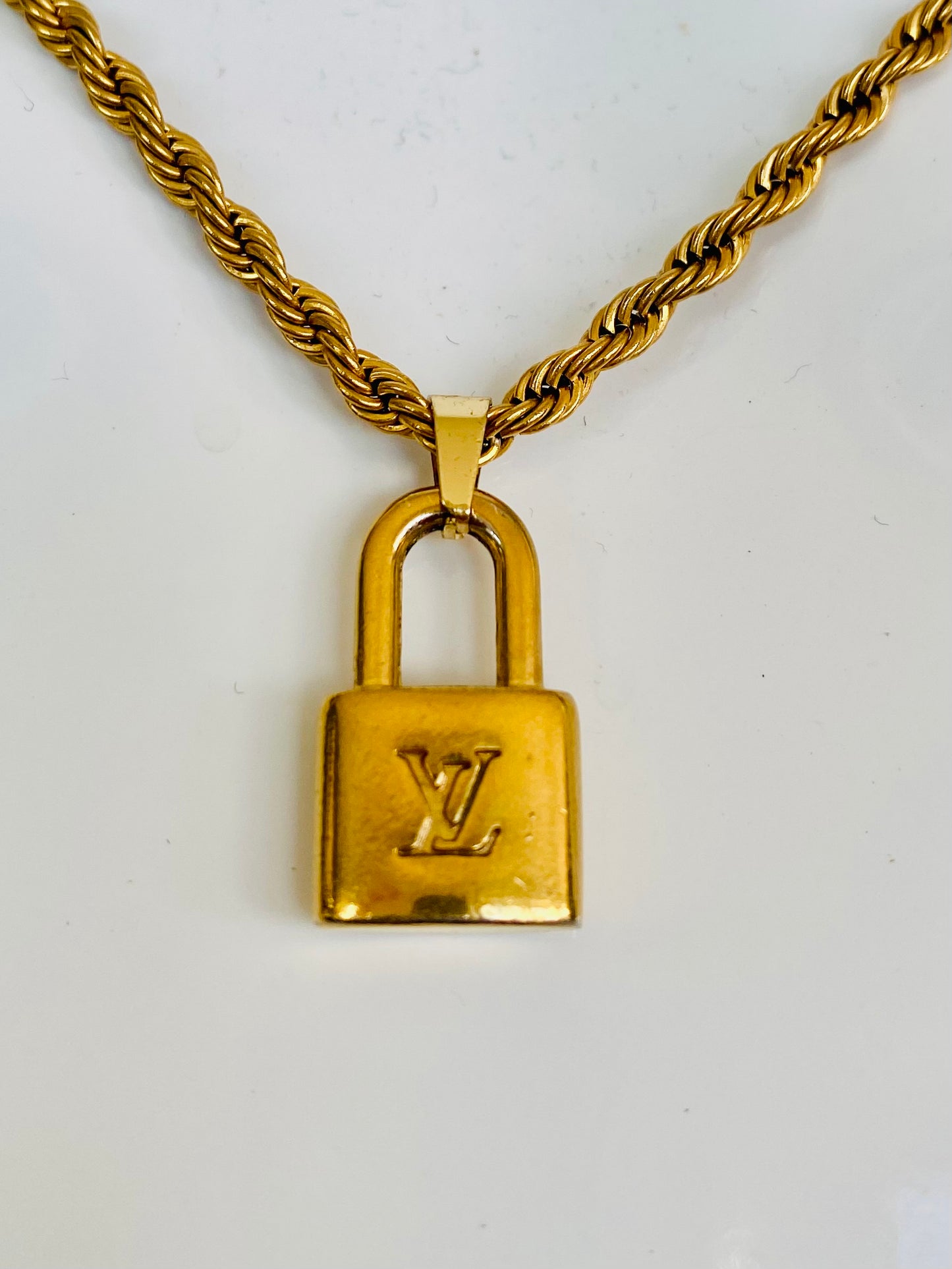 Authentic LOUIS VUITTON Padlock reworked necklace