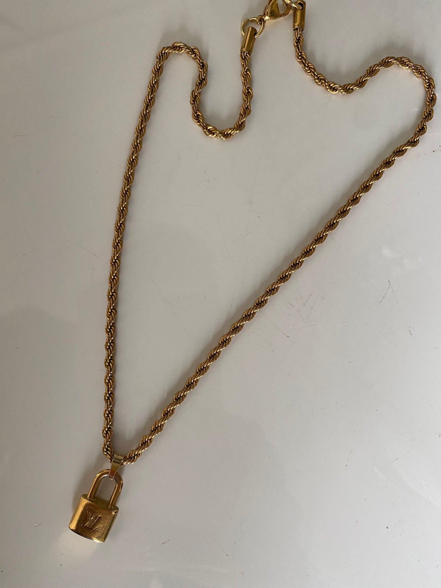 Authentic LOUIS VUITTON Padlock reworked necklace