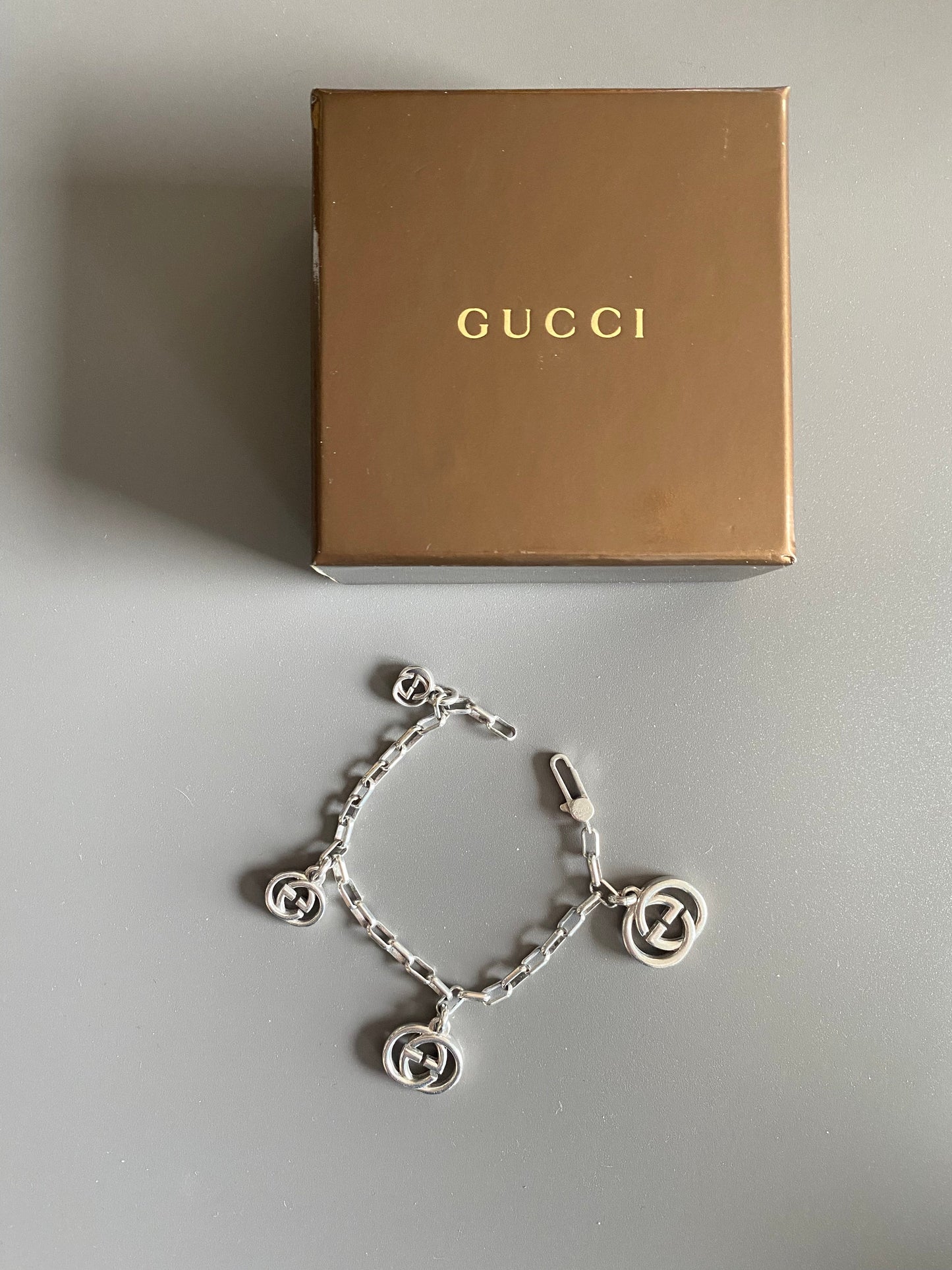 Authentic GUCCI sterling Medium silver vintage pendant reworked onto necklace