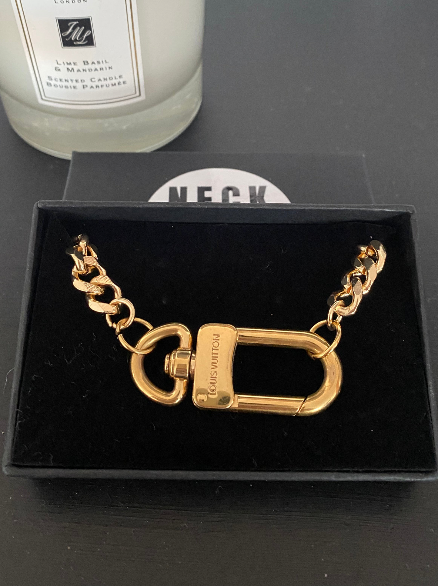 Authentic LOUIS VUITTON vintage lock pendant reworked necklace