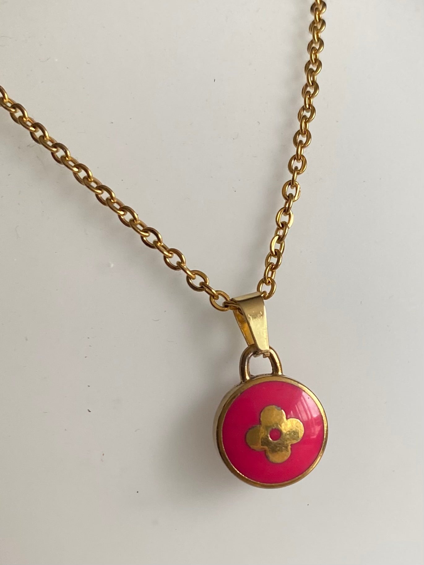 Authentic LOUIS VUITTON Pastilles Dark Pink Charm reworked necklace