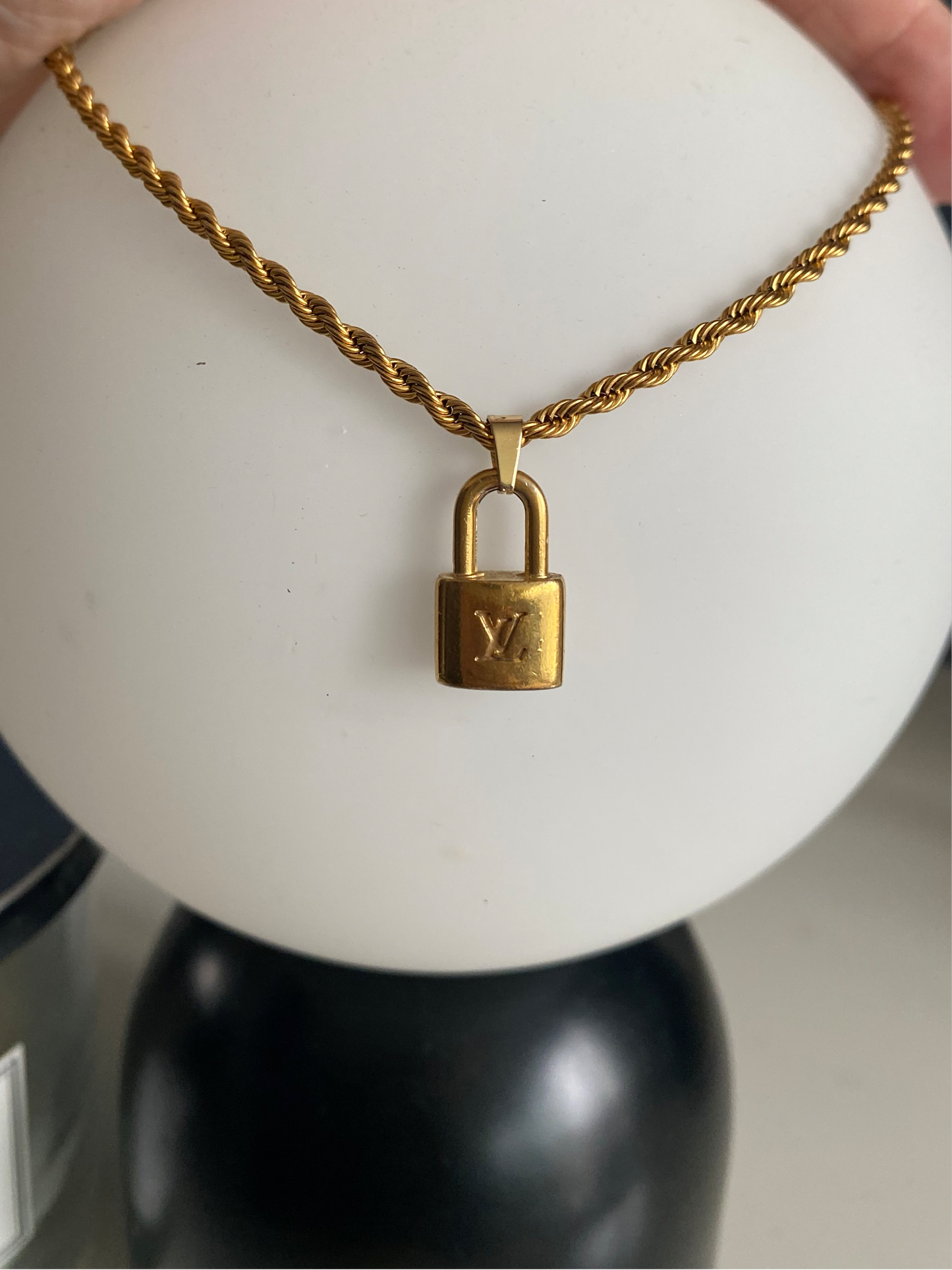 Authentic LOUIS VUITTON Padlock reworked necklace