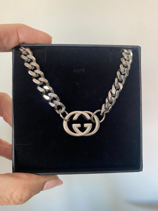 Authentic GUCCI sterling silver vintage pendant reworked necklace