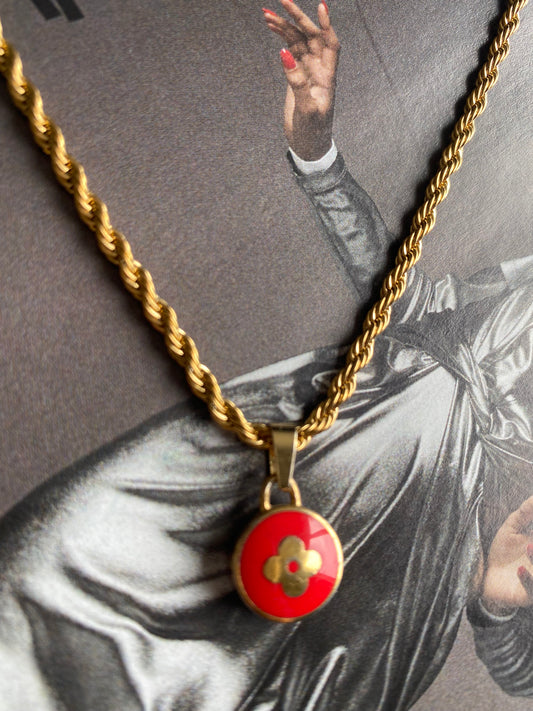 Authentic LOUIS VUITTON Pastilles Orange Charm reworked necklace