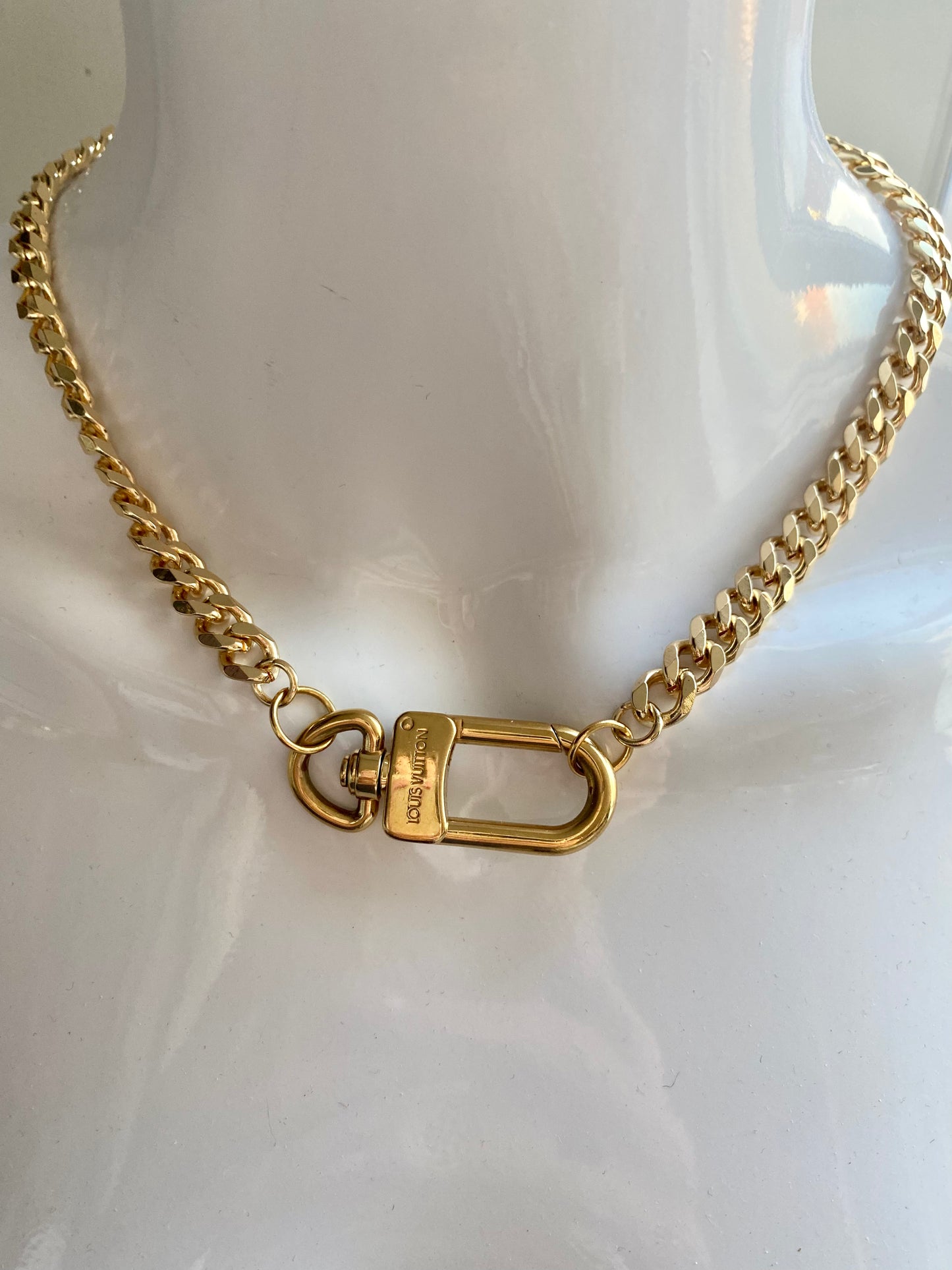 Authentic LOUIS VUITTON vintage lock pendant reworked necklace