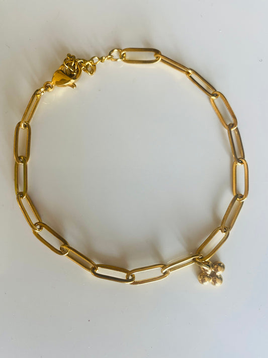 Authentic LOUIS VUITTON vintage silver flower pendant reworked bracelet