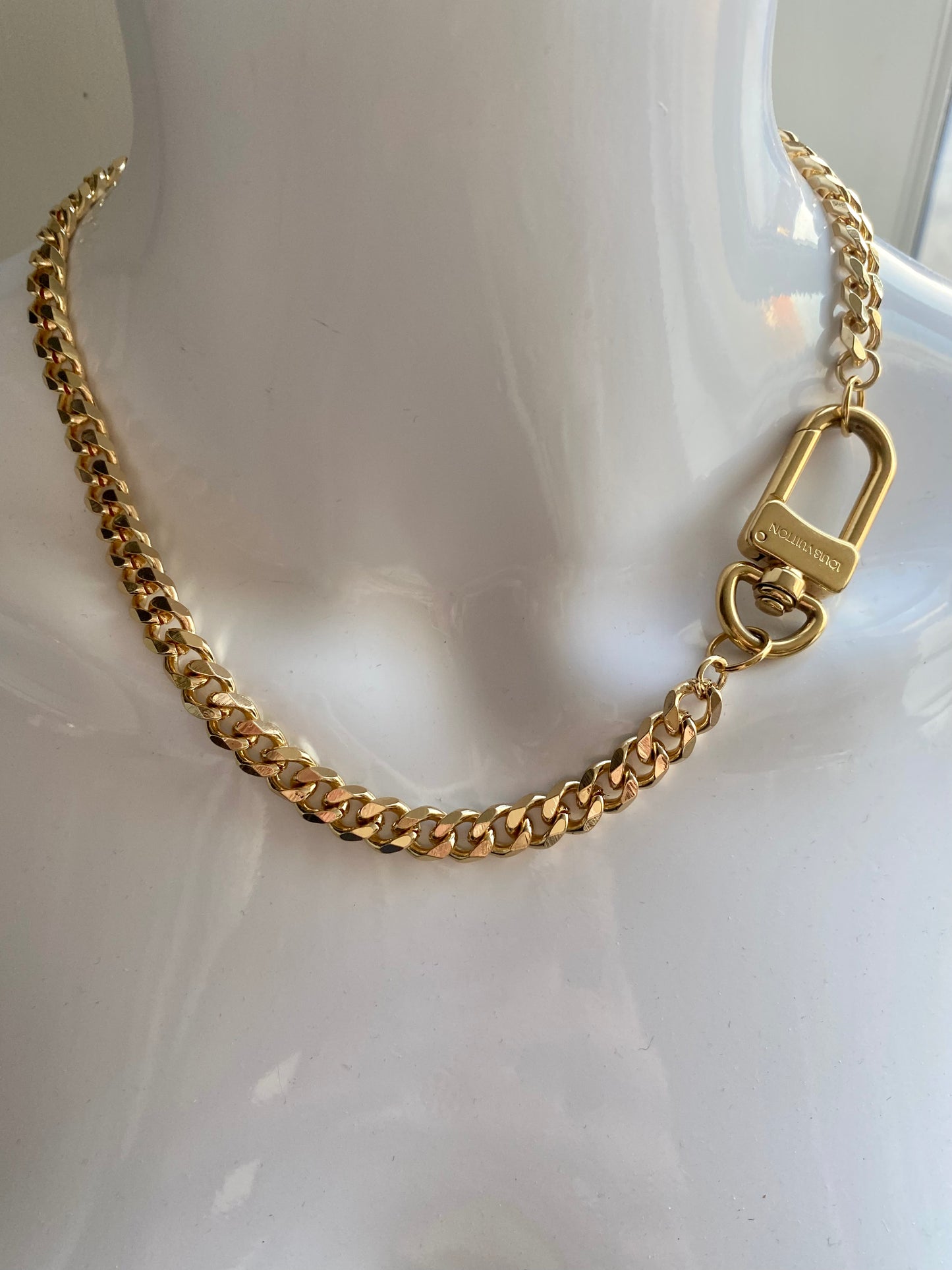 Authentic LOUIS VUITTON vintage lock pendant reworked necklace