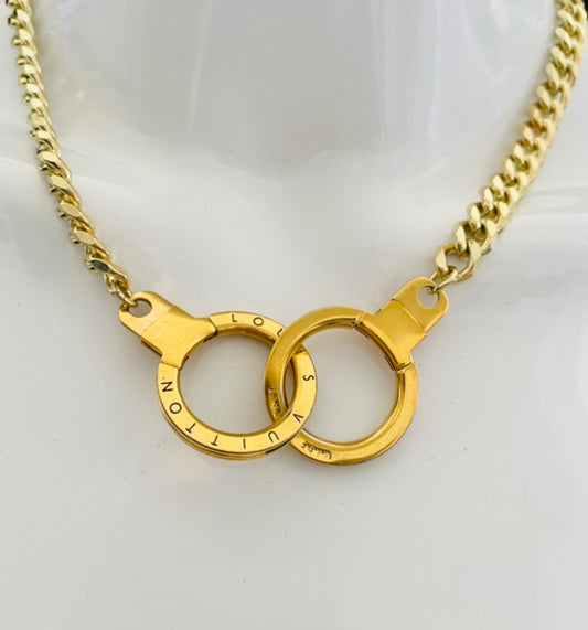 Authentic LOUIS VUITTON vintage lock pendant reworked necklace
