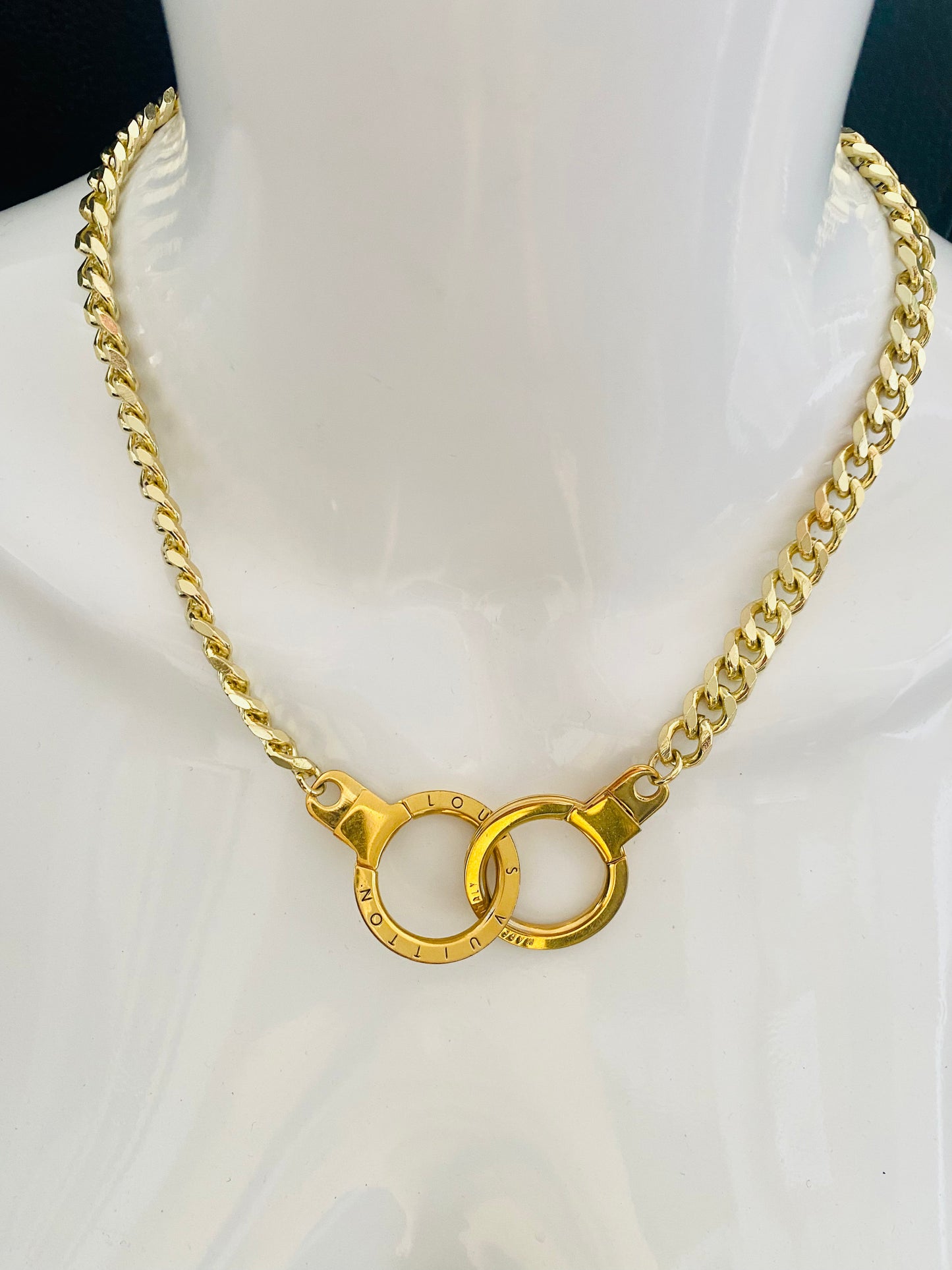 Authentic LOUIS VUITTON vintage lock pendant reworked necklace