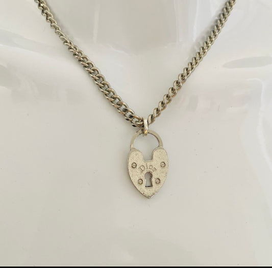 Authentic DIOR vintage Padlock Heart pendant reworked necklace