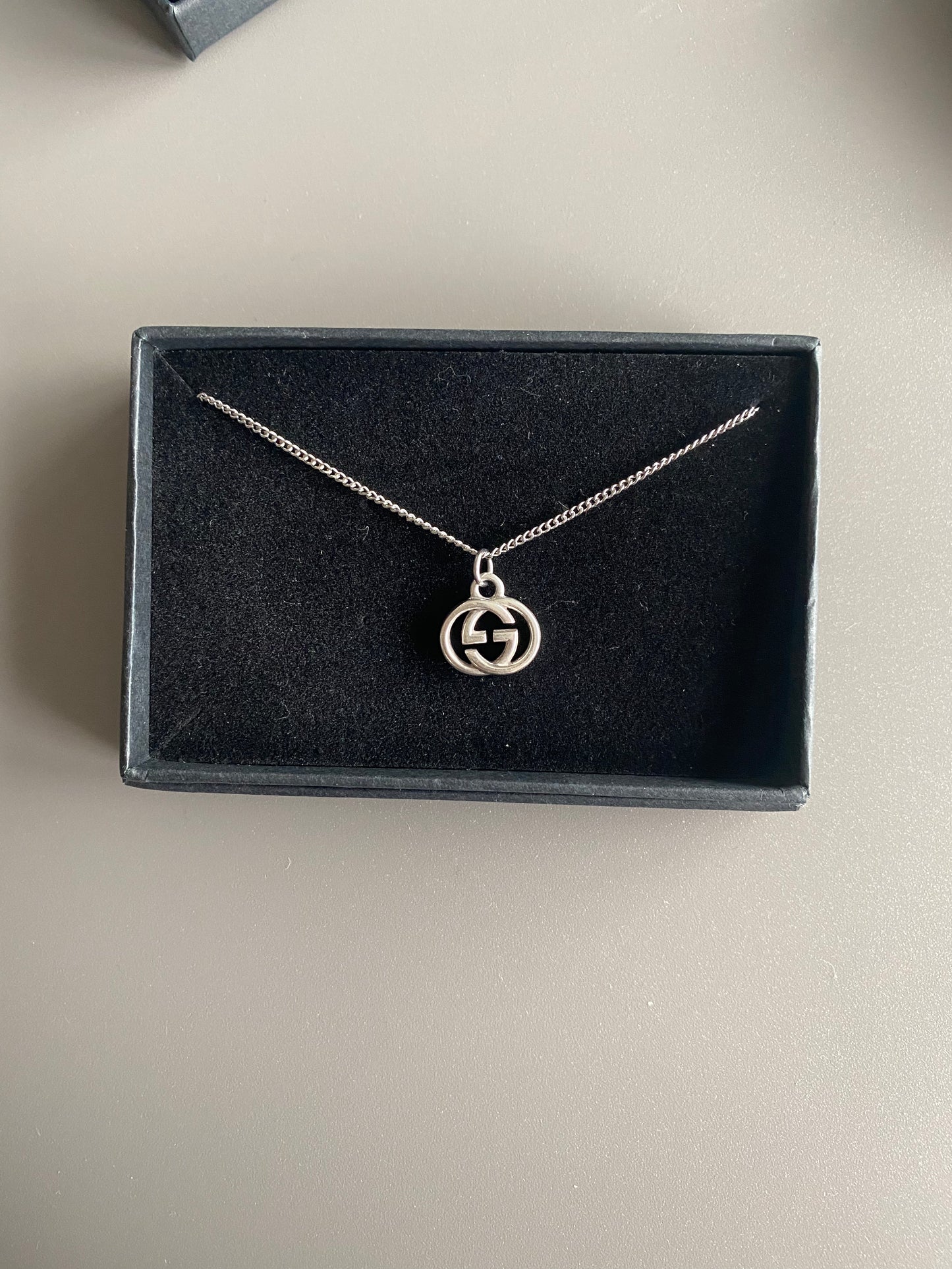 Authentic GUCCI Medium sterling silver vintage pendant reworked onto necklace