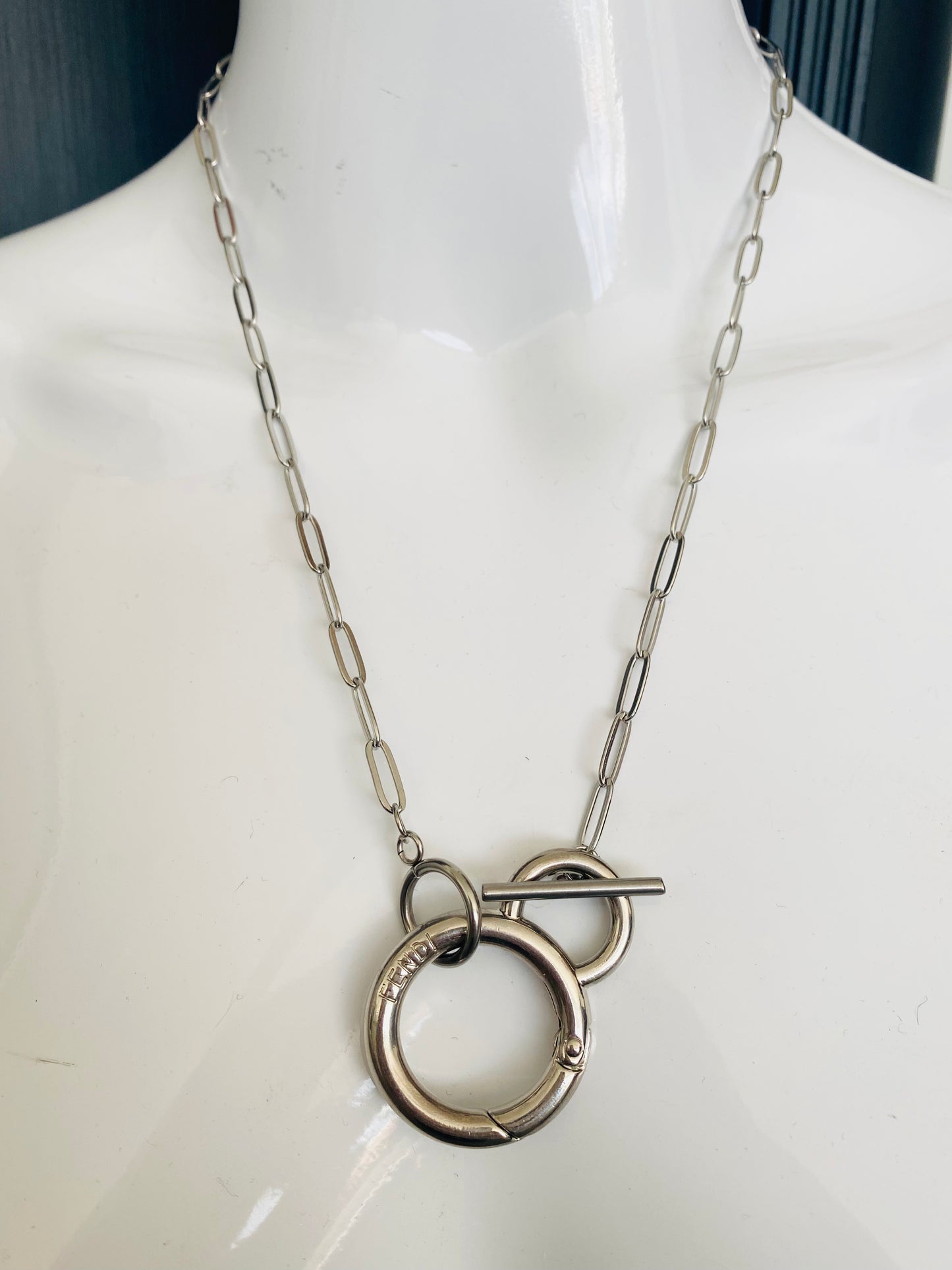 Authentic FENDI pendant silver reworked necklace