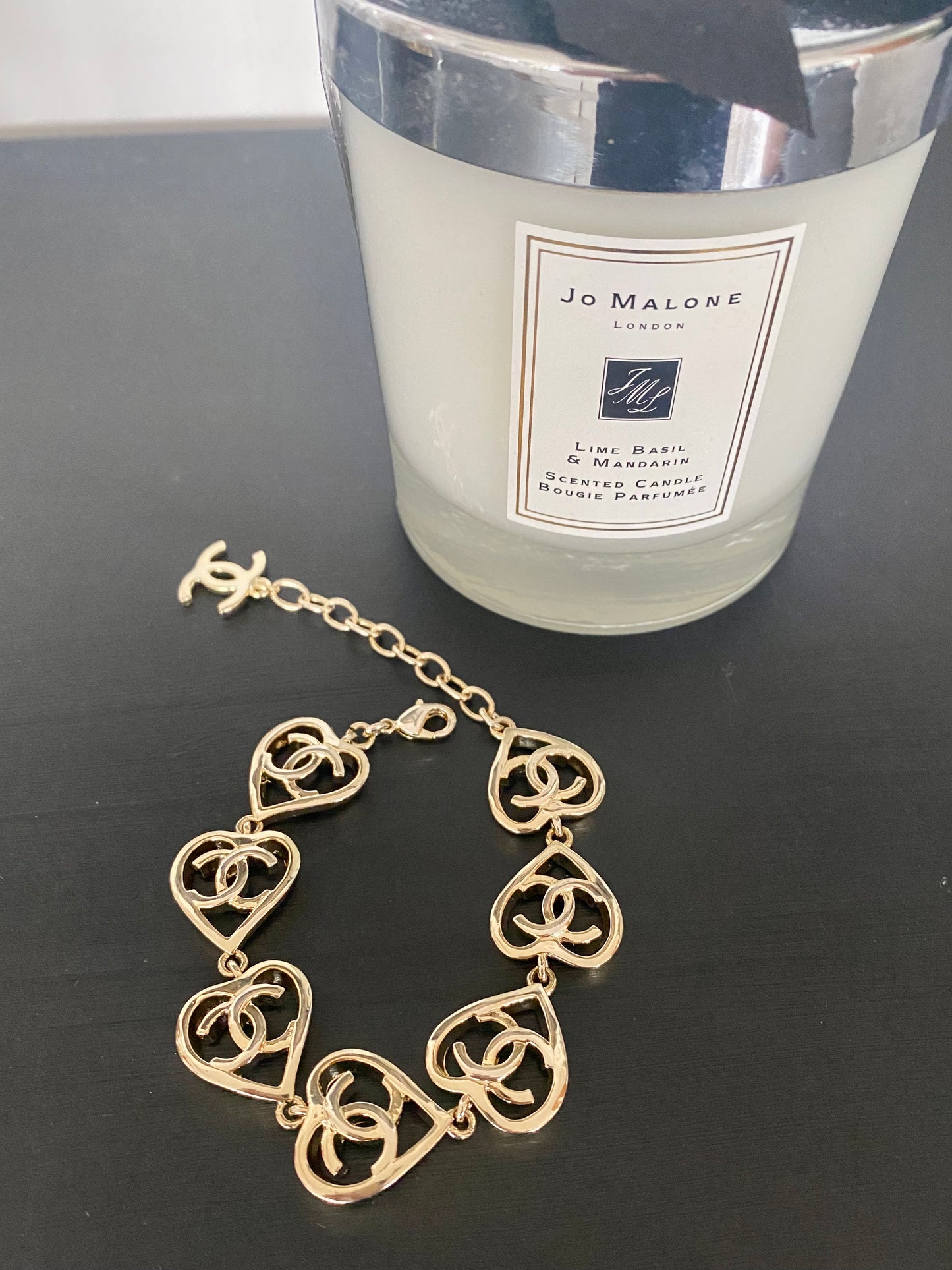 Authentic CHANEL vintage gold CC heart pendant reworked necklace