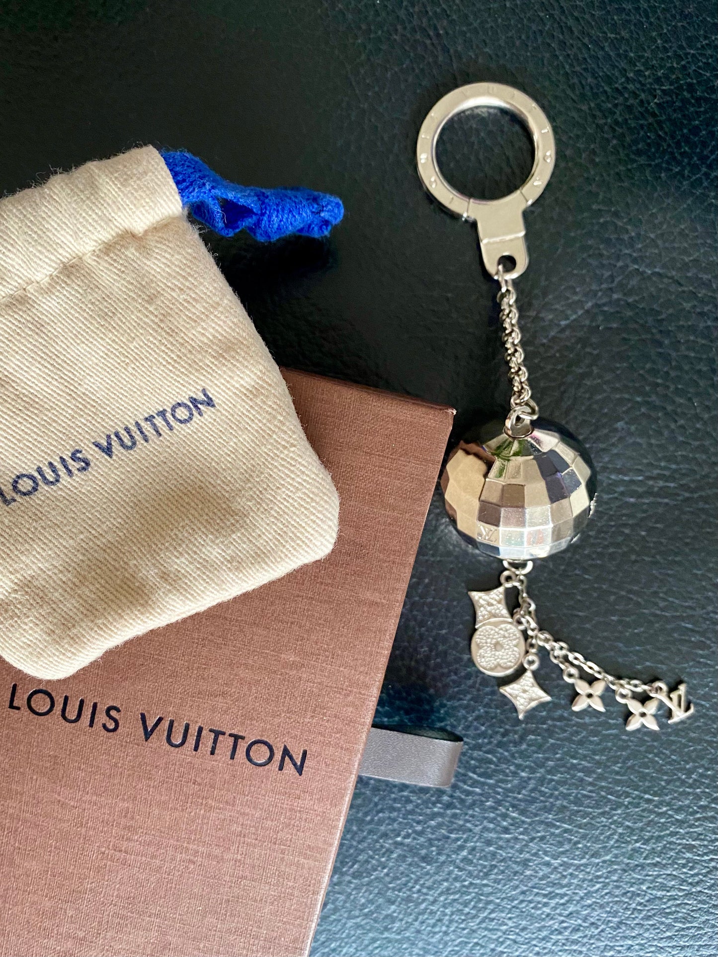 Authentic LOUIS VUITTON vintage silver glitter ball reworked necklace