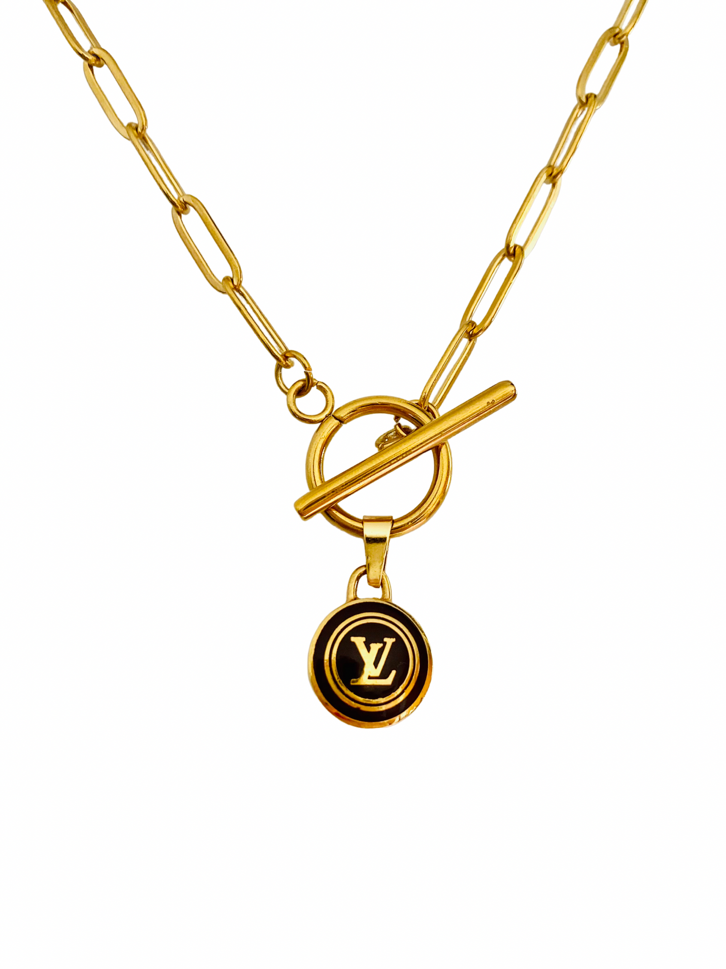 NEW IN Authentic LOUIS VUITTON vintage LV pastilles pendant reworked necklace