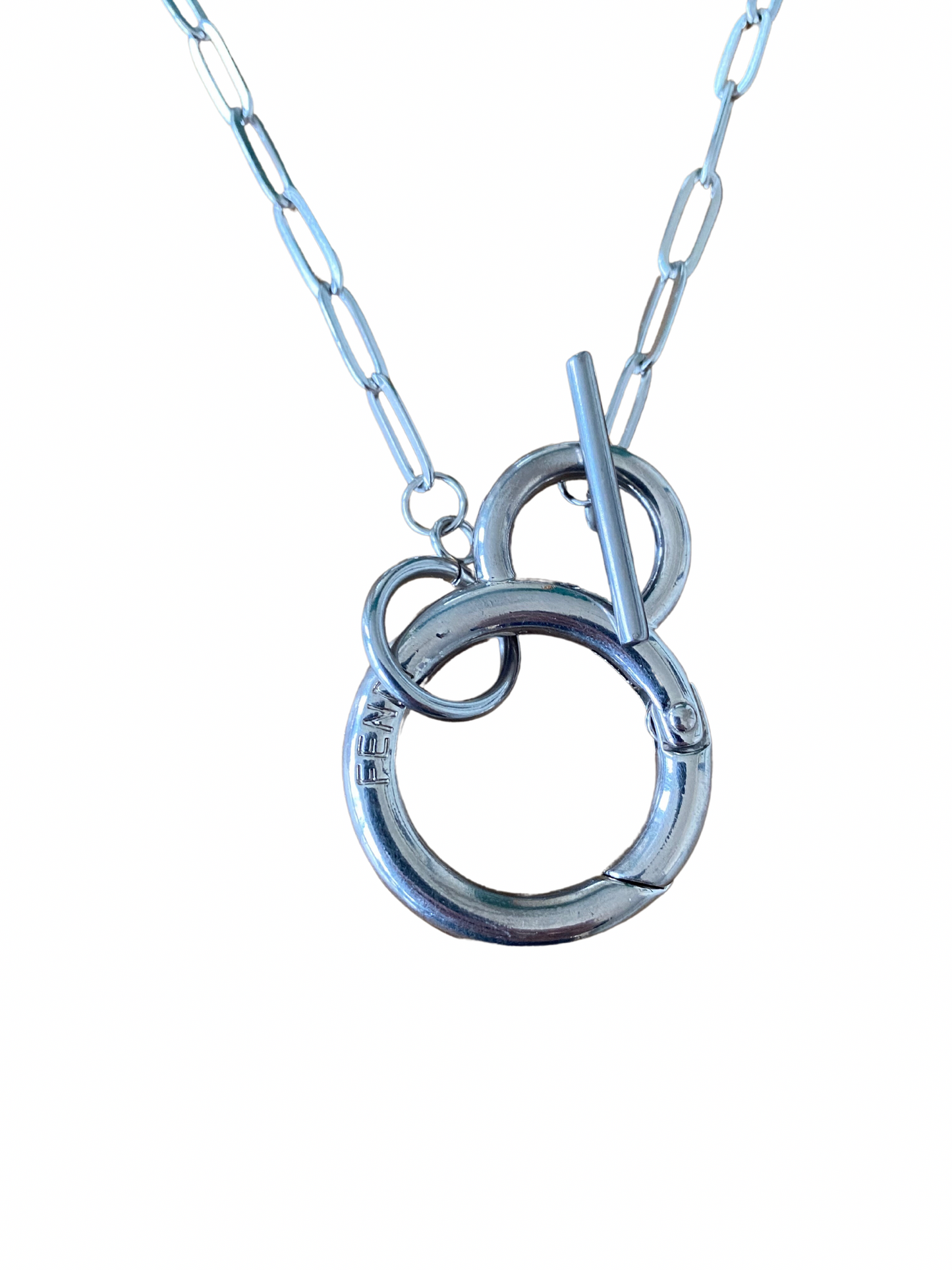 Authentic FENDI pendant silver reworked necklace