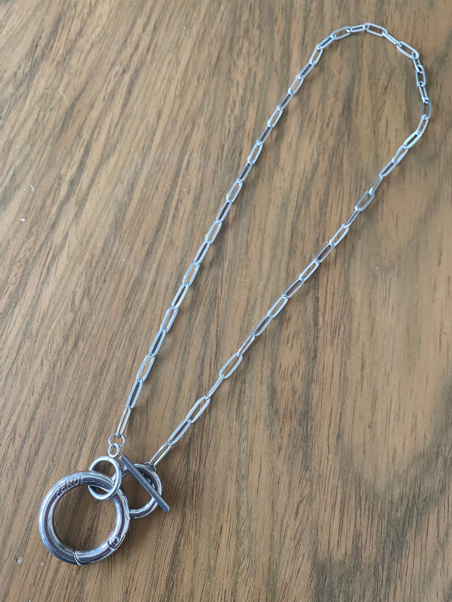 Authentic FENDI pendant silver reworked necklace