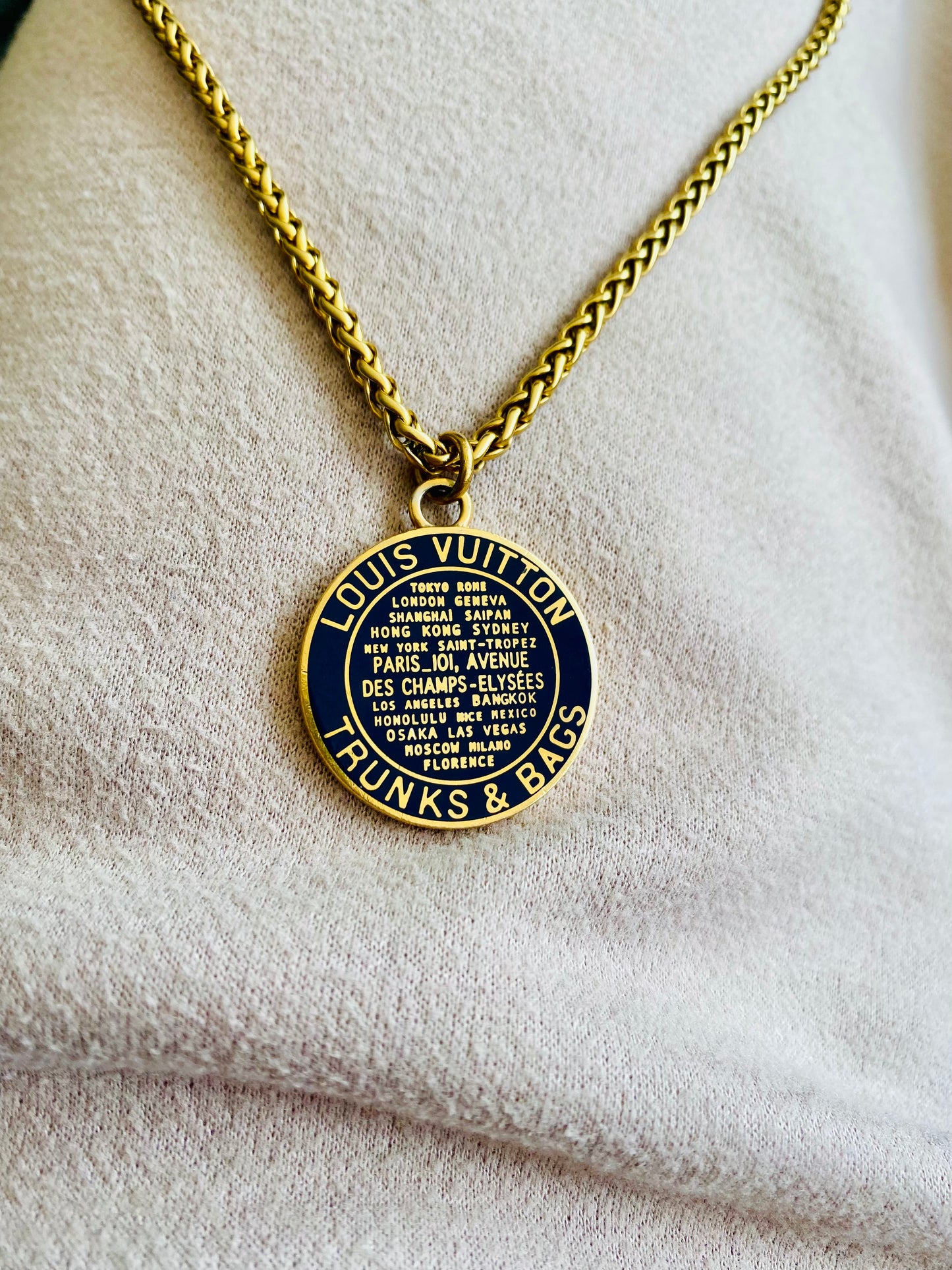 Authentic LOUIS VUITTON vintage pendant reworked necklace