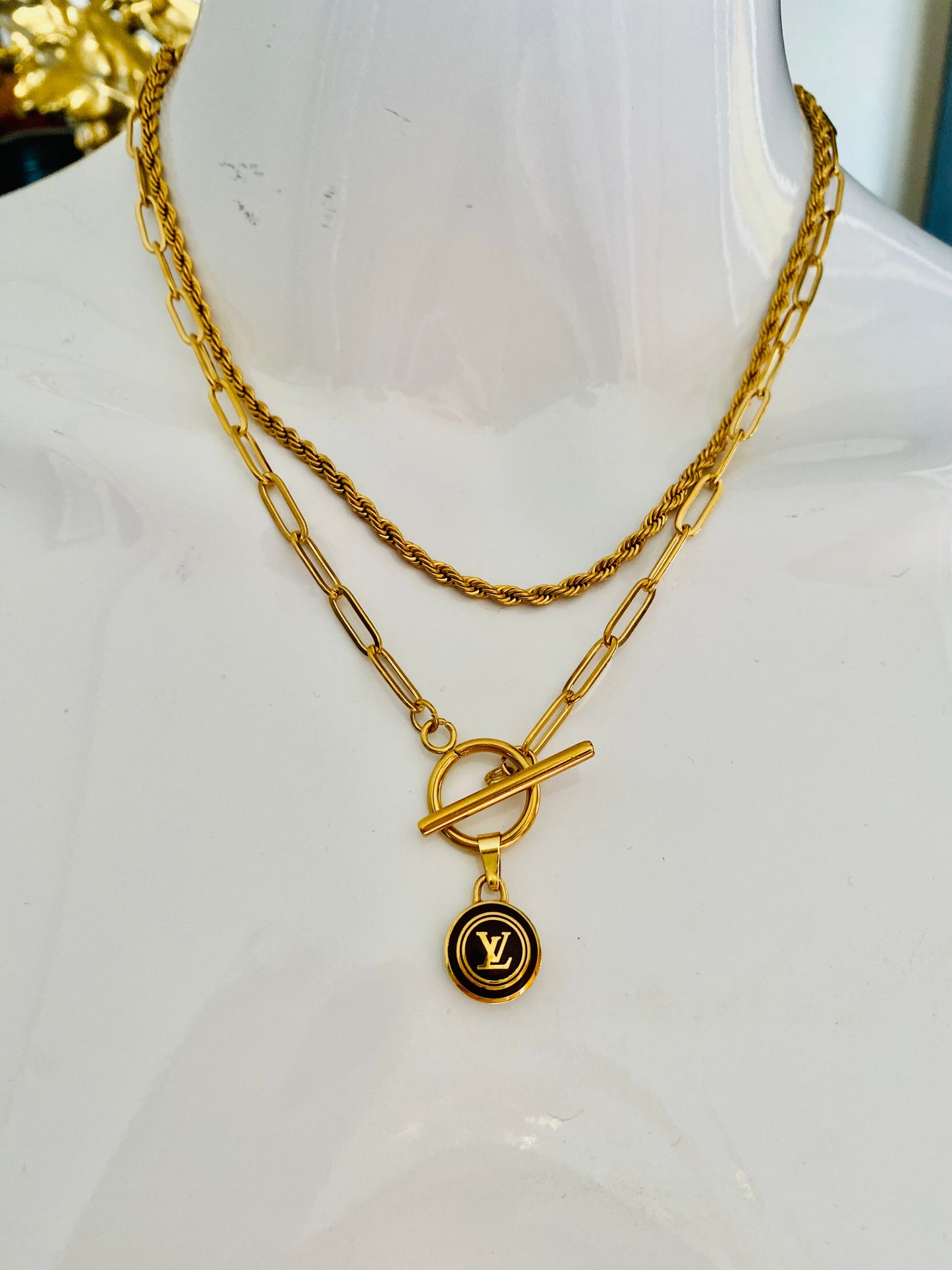 NEW IN Authentic LOUIS VUITTON vintage LV pastilles pendant reworked necklace