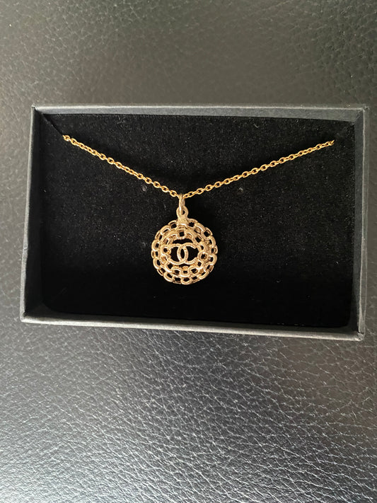 Authentic CHANEL new gold CC pendant reworked necklace