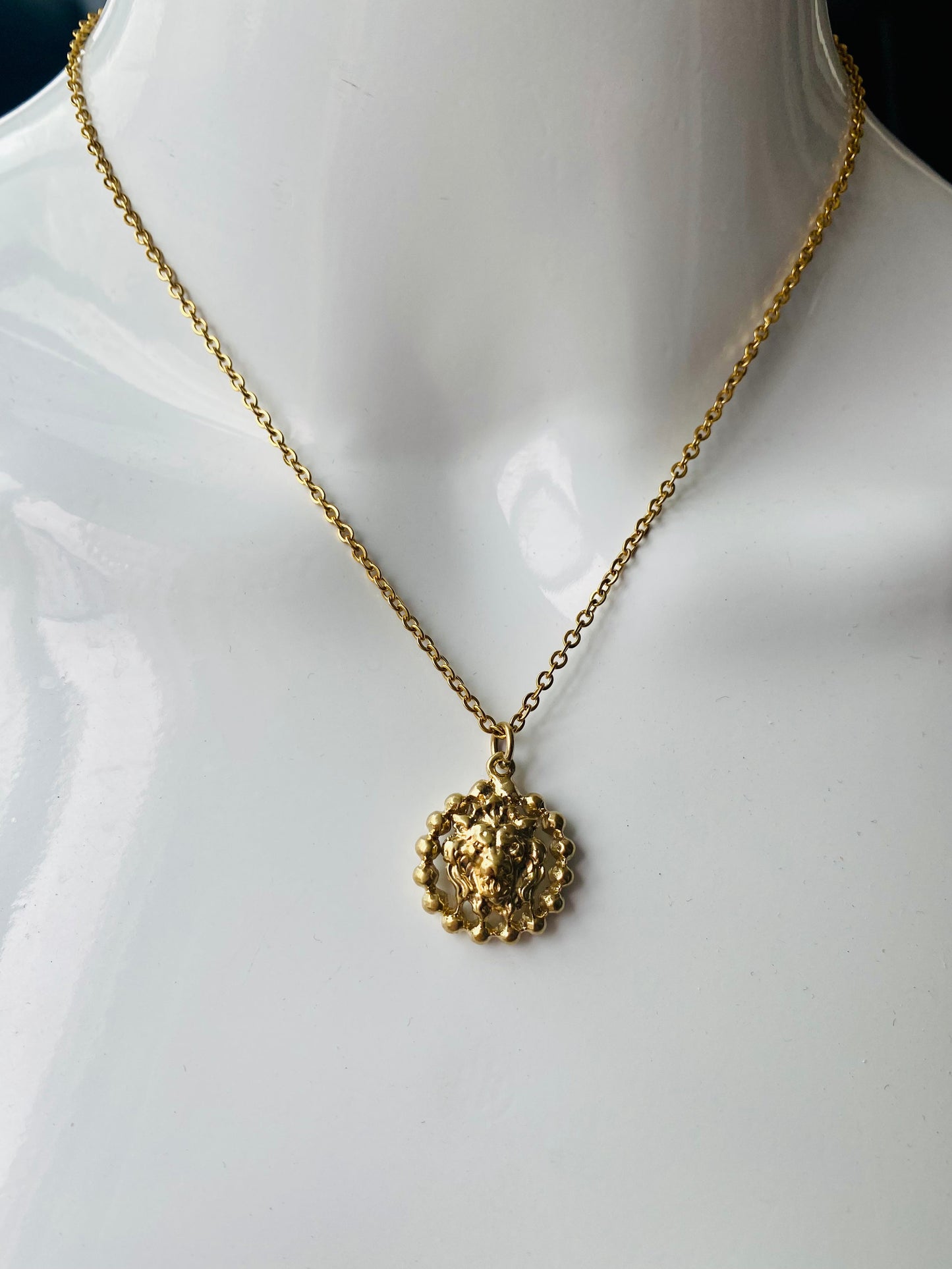 Authentic CHANEL Lion pendant reworked necklace