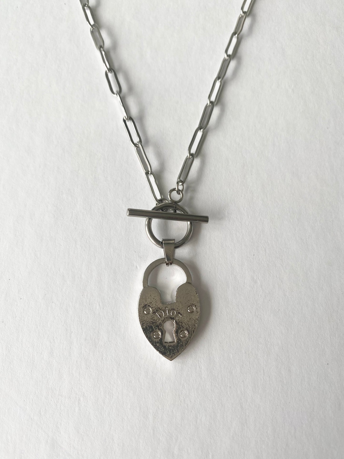 Authentic preloved vintage recycled repurposed reworked unique designer necklace jewellery anti-tarnish Christian DIOR silver non tarnish padlock