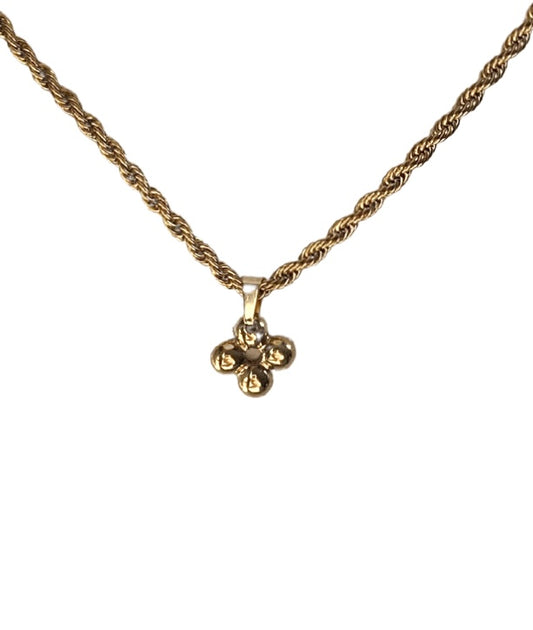 Authentic LOUIS VUITTON vintage flower pendant reworked necklace