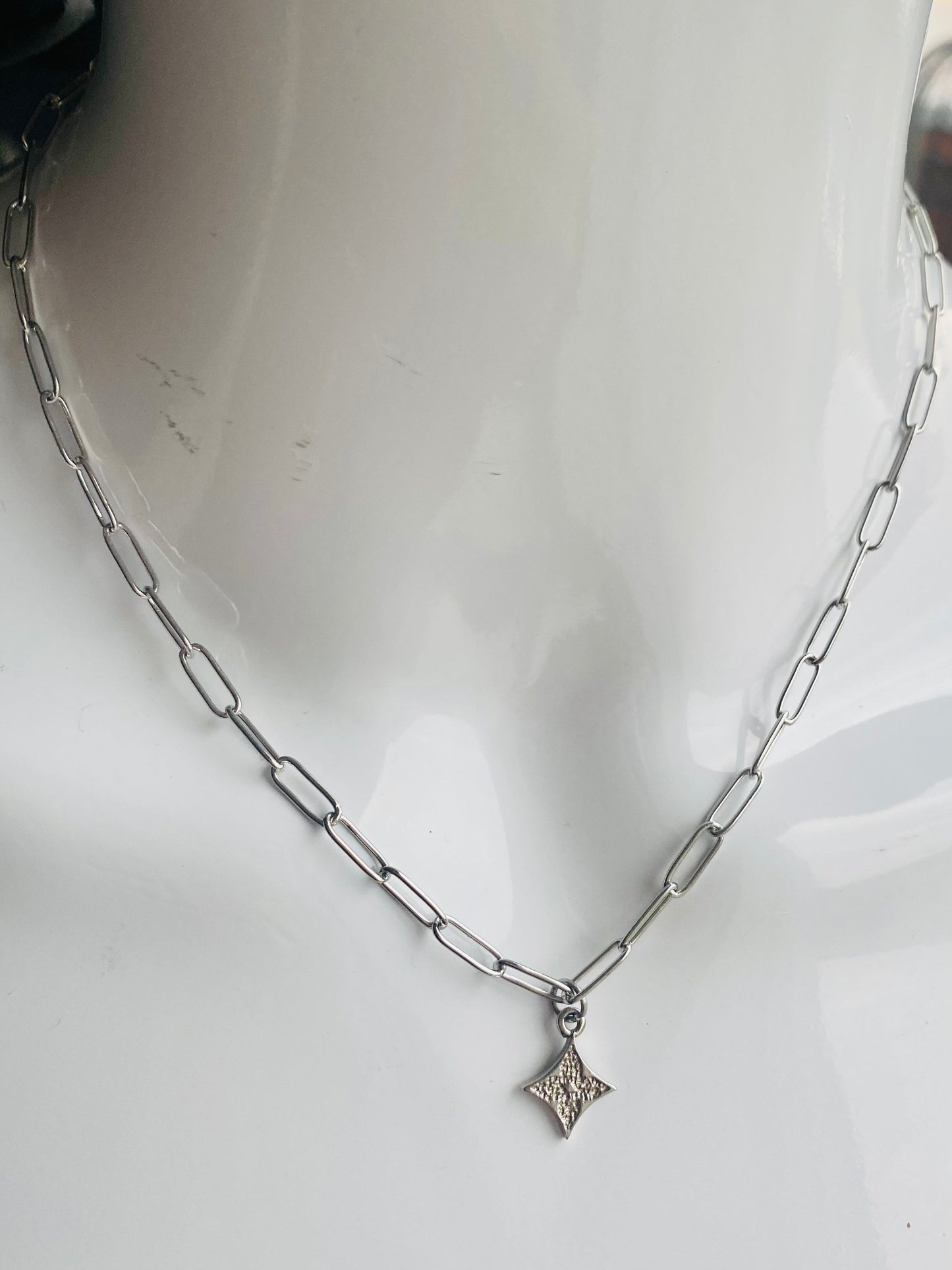 Authentic LOUIS VUITTON vintage silver reworked necklace
