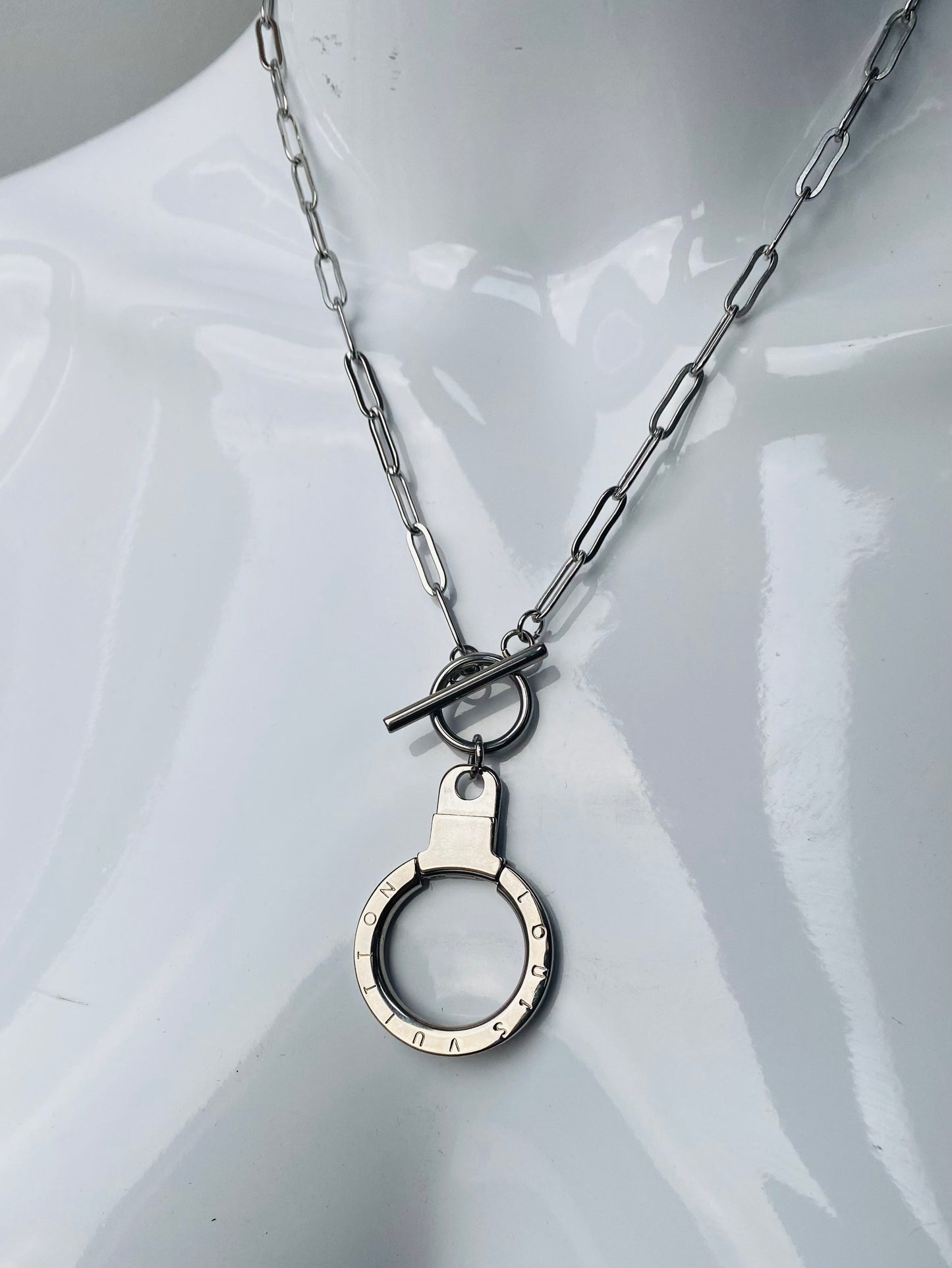 LOUIS VUITTON vintage silver pendant reworked necklace