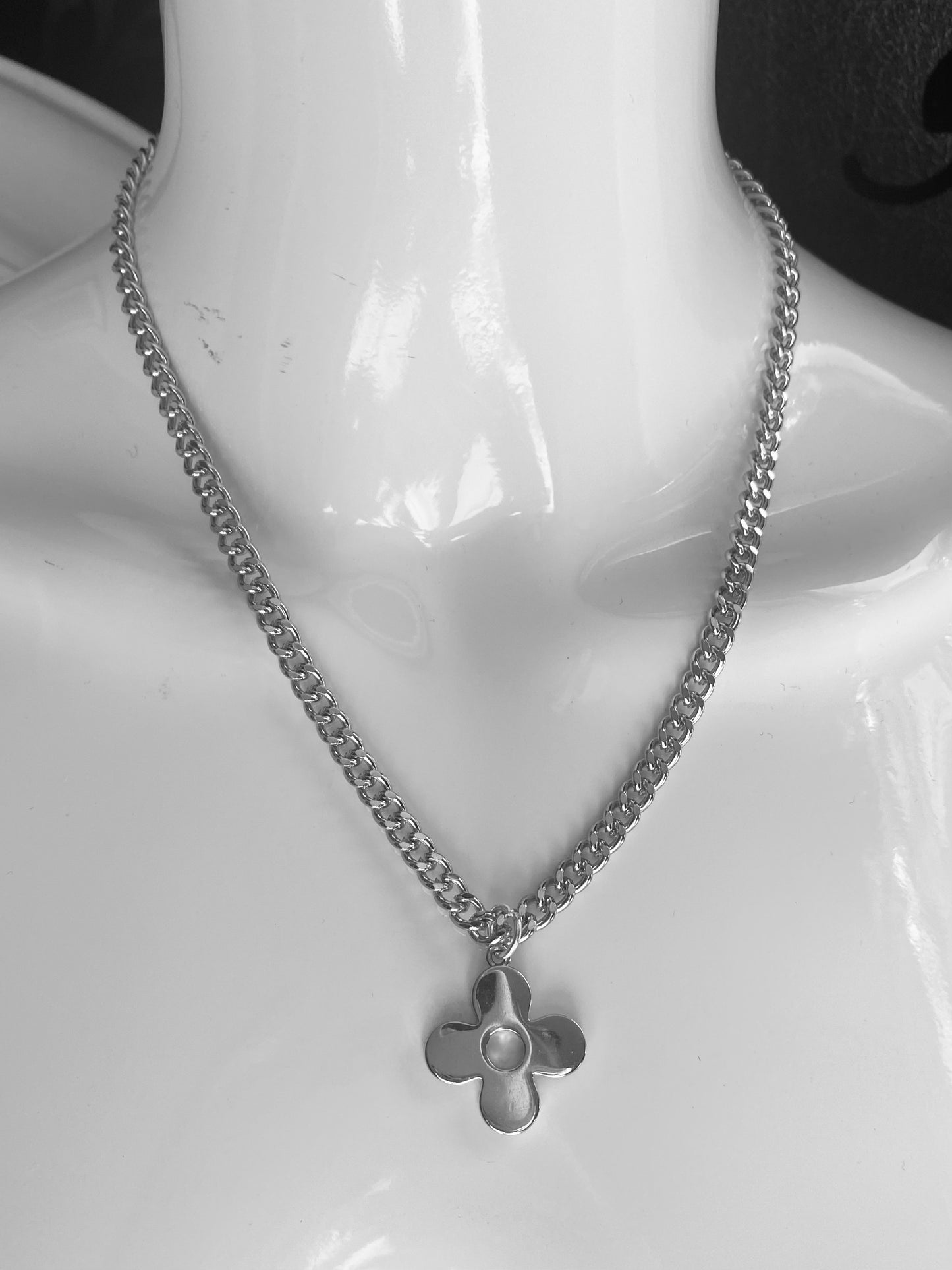Authentic preloved vintage recycled repurposed reworked unique designer necklace jewellery anti-tarnish Louis vuitton silver