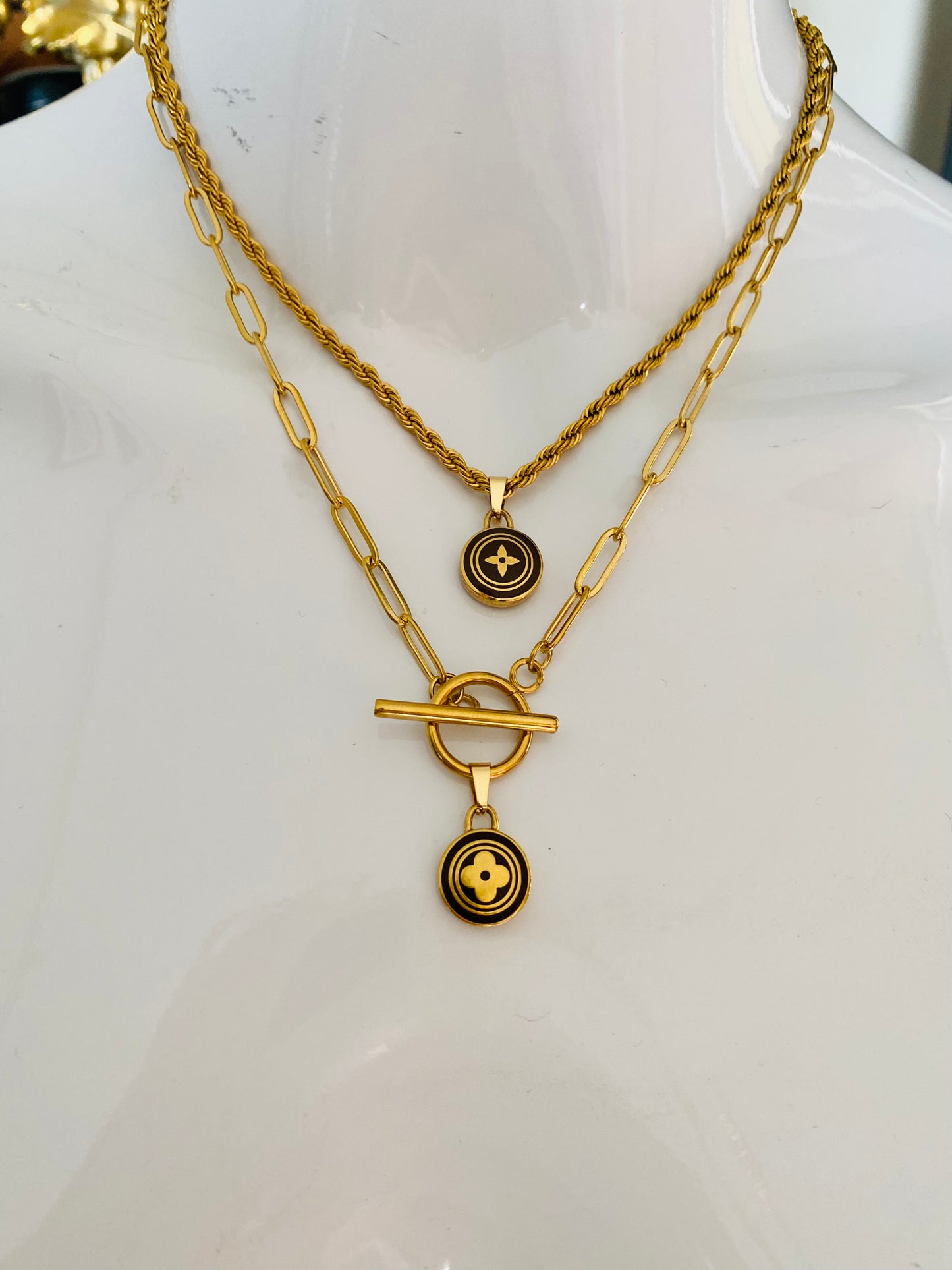 Authentic LOUIS VUITTON Pastilles vintage pendant reworked necklace