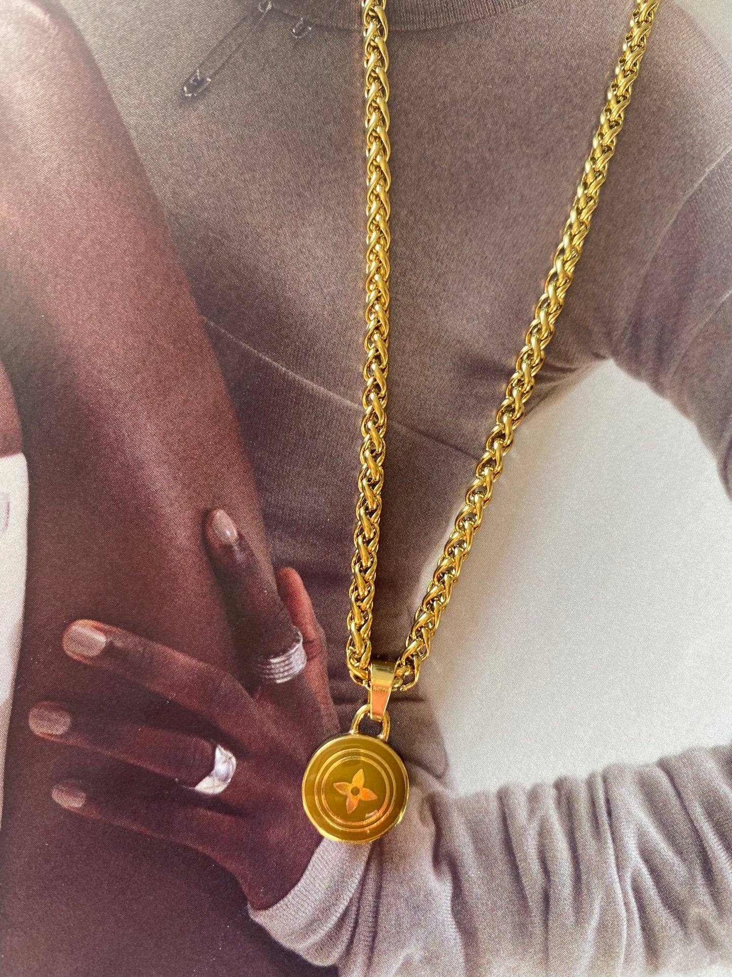 Authentic LOUIS VUITTON Pastilles vintage pendant reworked necklace