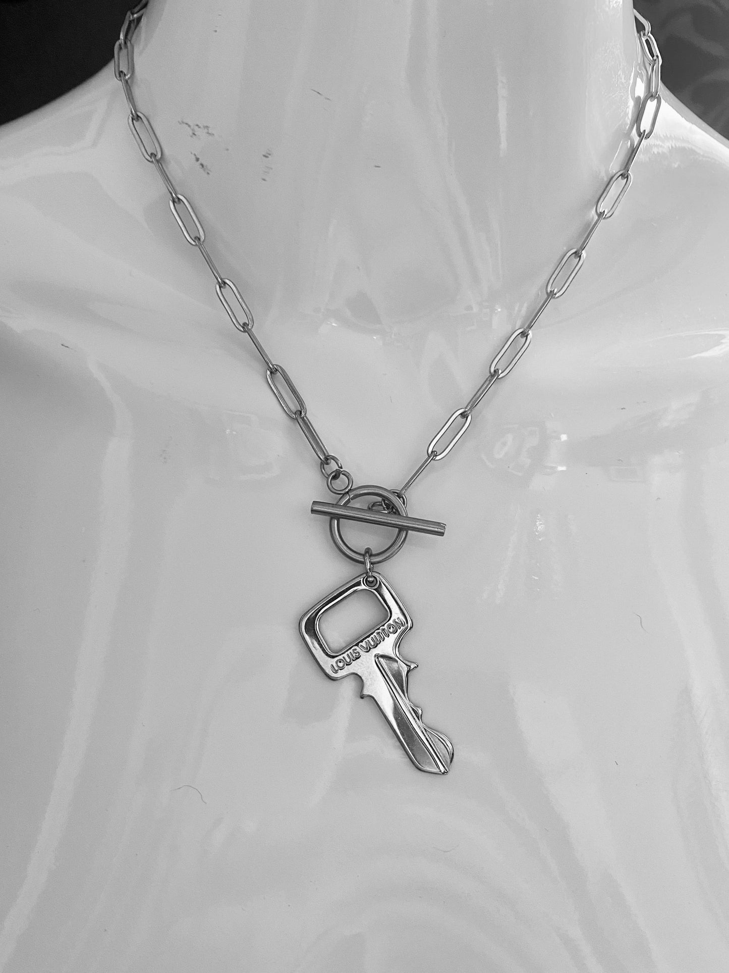 Authentic preloved vintage recycled repurposed reworked unique designer necklace jewellery anti-tarnish Louis vuitton silver