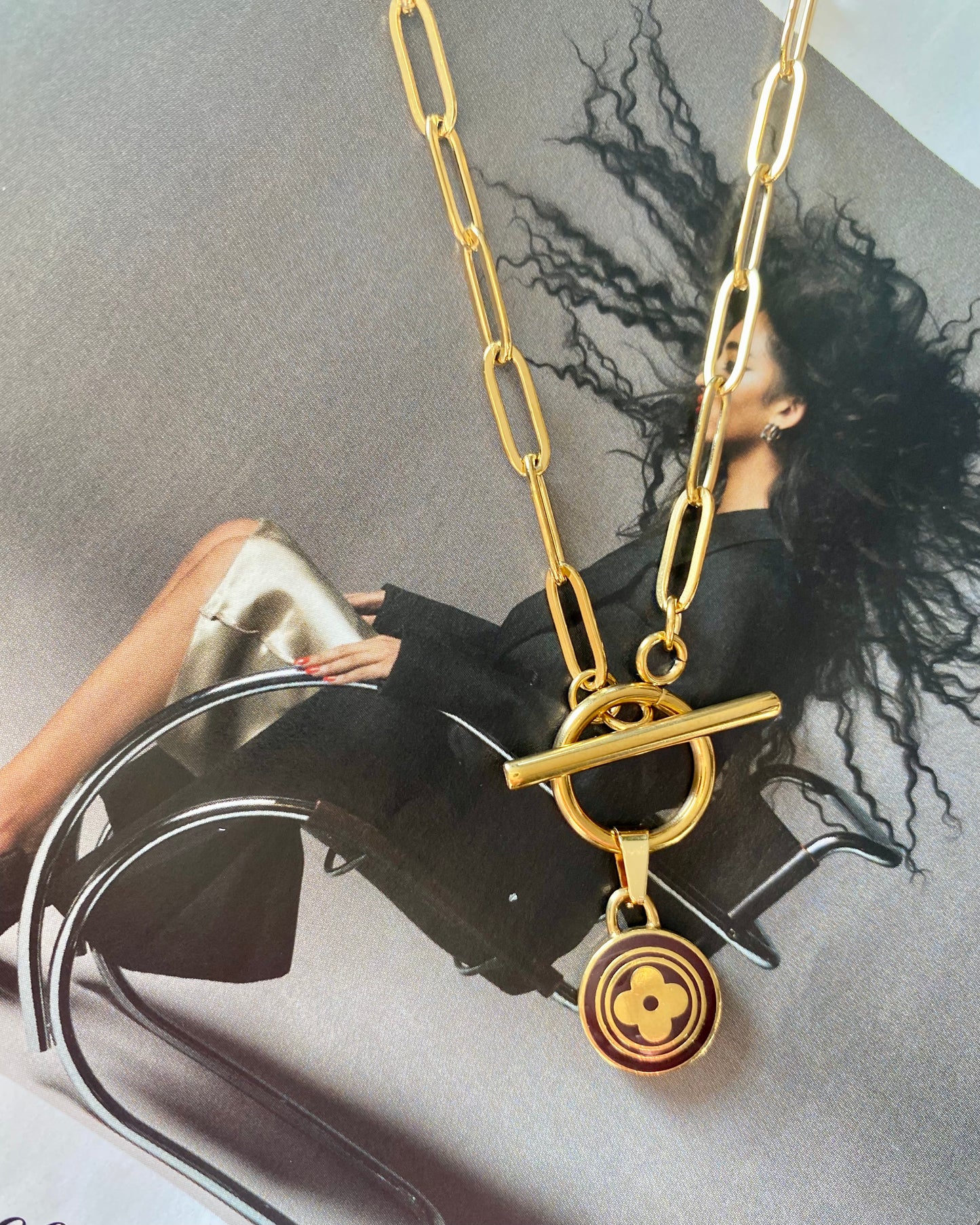 Authentic LOUIS VUITTON Pastilles vintage pendant reworked necklace