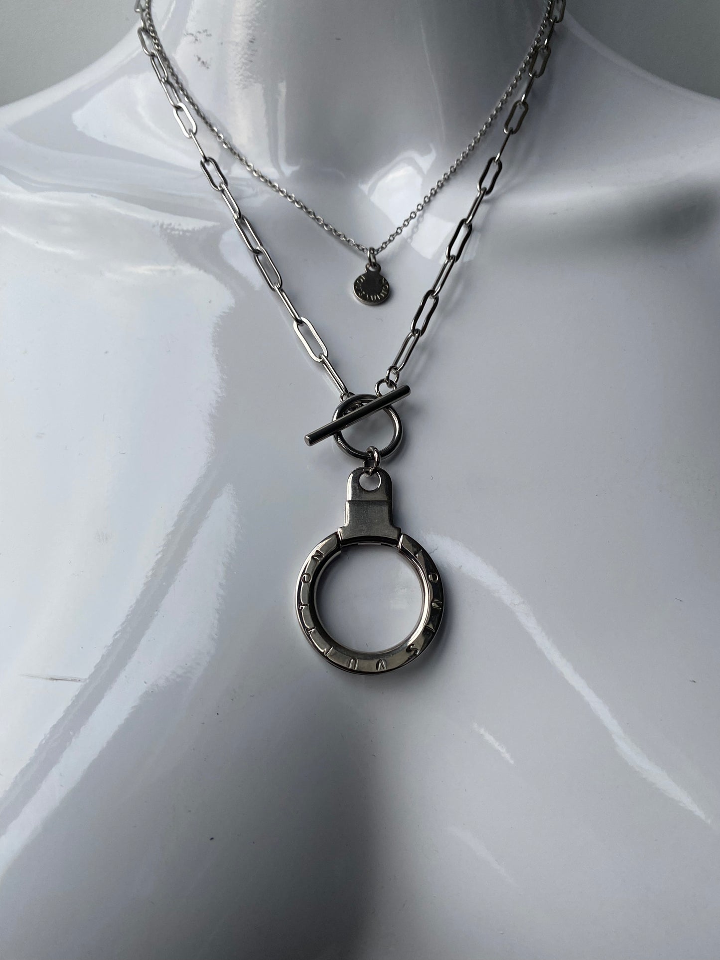 LOUIS VUITTON vintage silver pendant reworked necklace