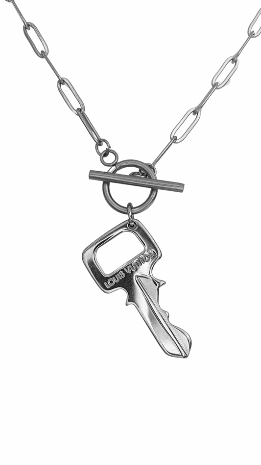 Authentic preloved vintage recycled repurposed reworked unique designer necklace jewellery anti-tarnish Louis vuitton silver