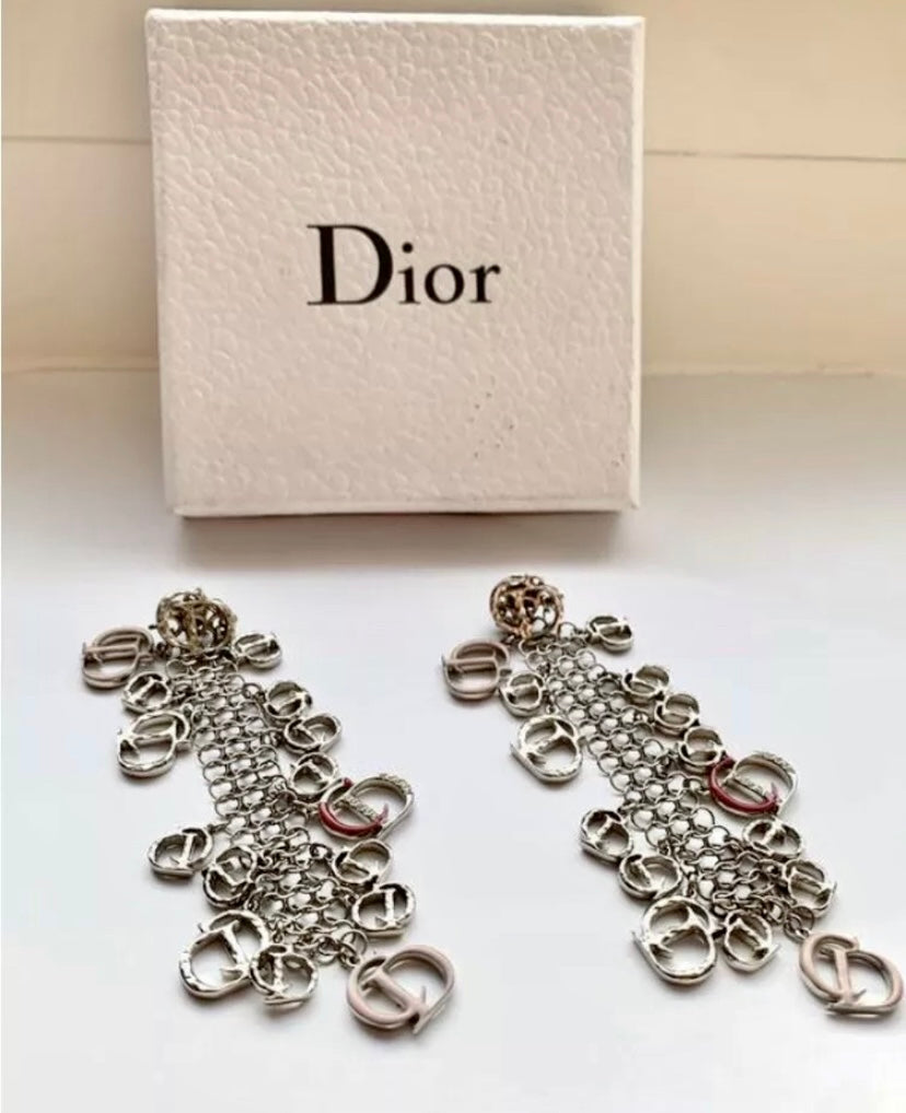 Authentic preloved vintage recycled repurposed reworked unique designer earrings jewellery anti-tarnish Christian DIOR silver non tarnish