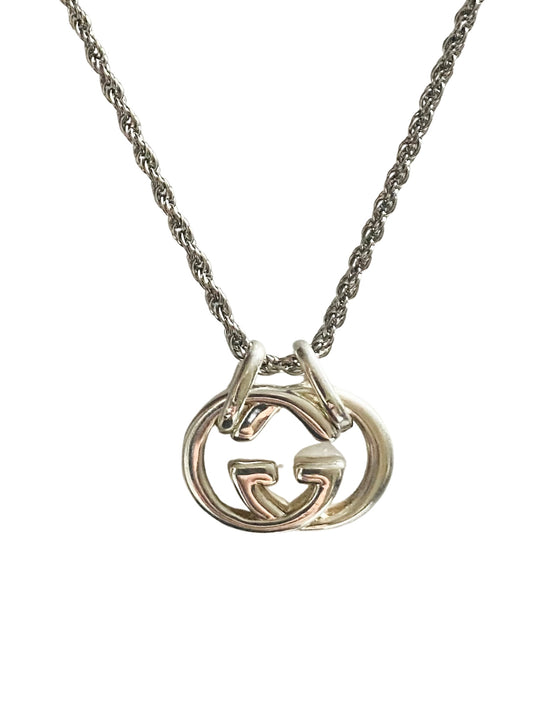 Gucci sterling silver pendant reworked repurposed recycled preloved vintage authentic pendant on a non tarnish anti tarnish necklace