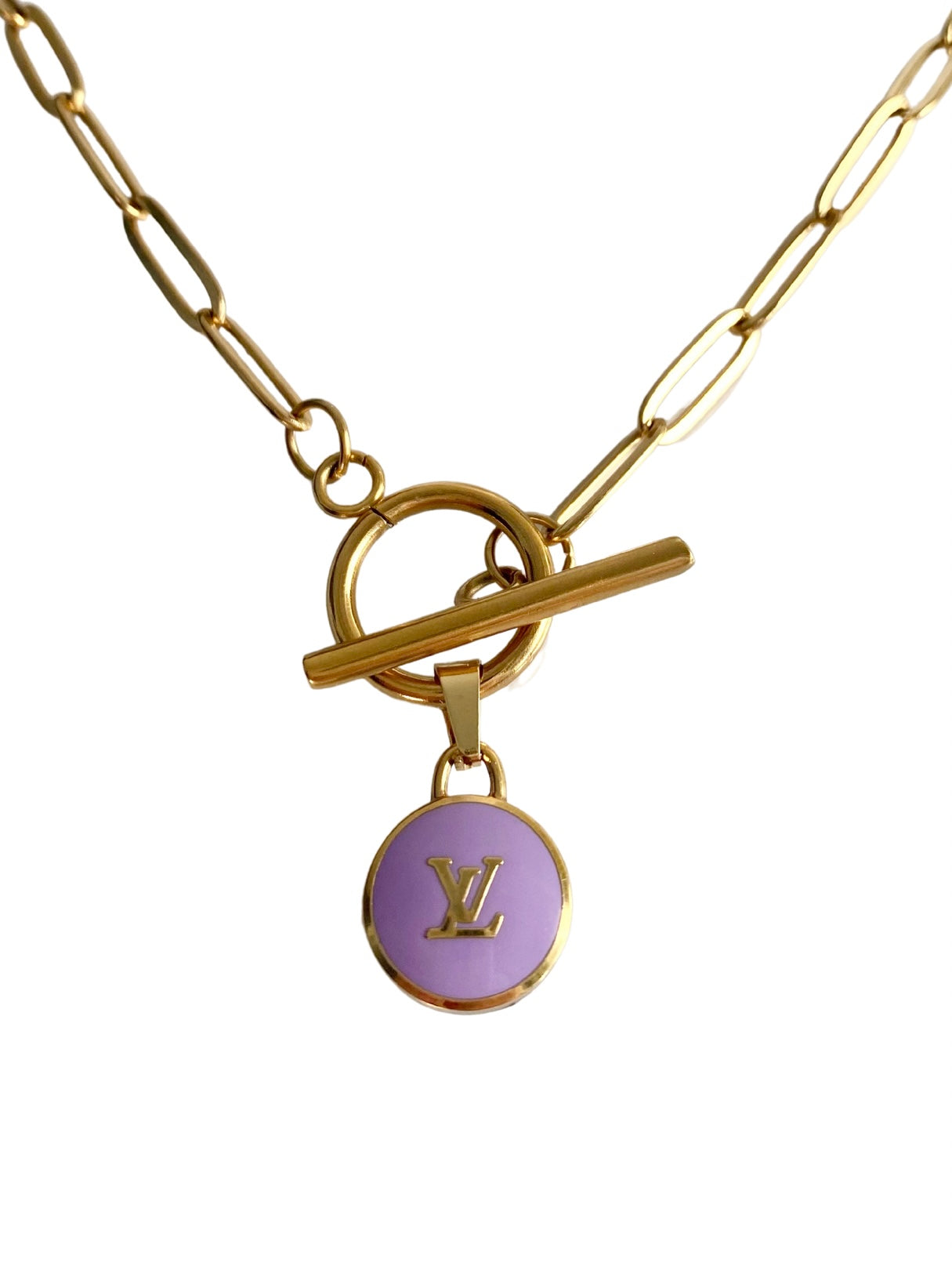 Rework Vintage Louis Vuitton Purple Clover LV Necklace