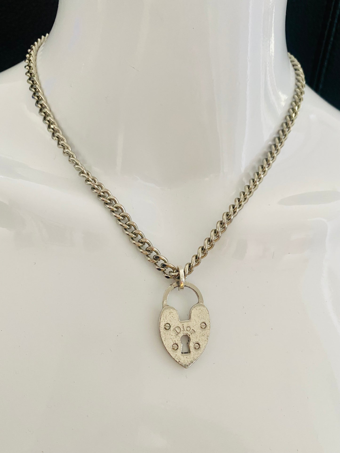 Authentic DIOR vintage Padlock Heart pendant reworked necklace