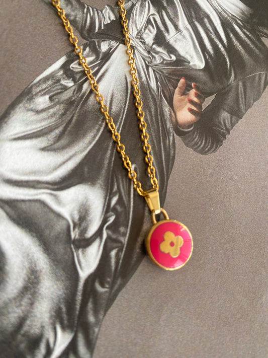 Authentic LOUIS VUITTON Pastilles Dark Pink Charm reworked necklace
