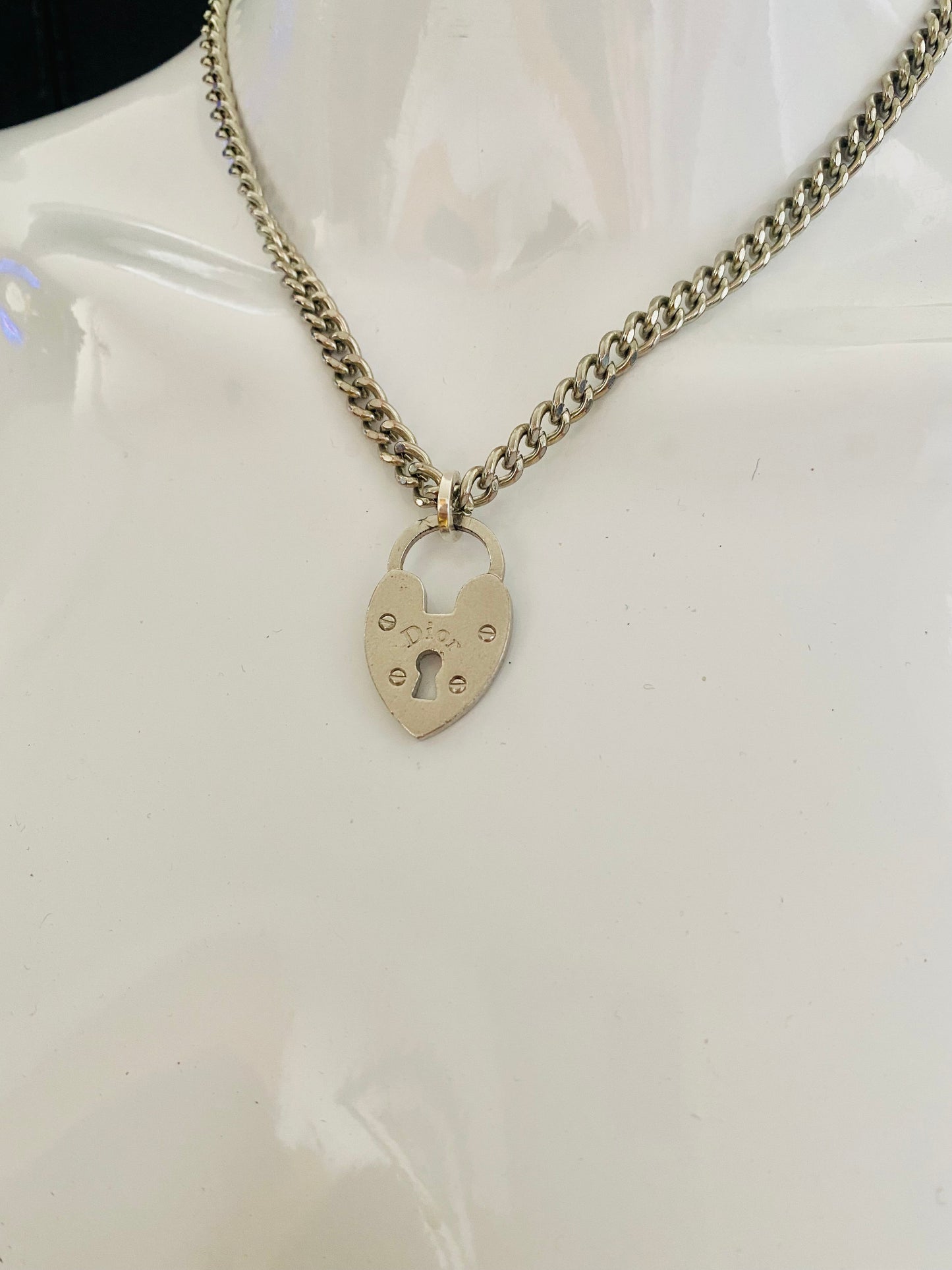 Authentic DIOR vintage Padlock Heart pendant reworked necklace